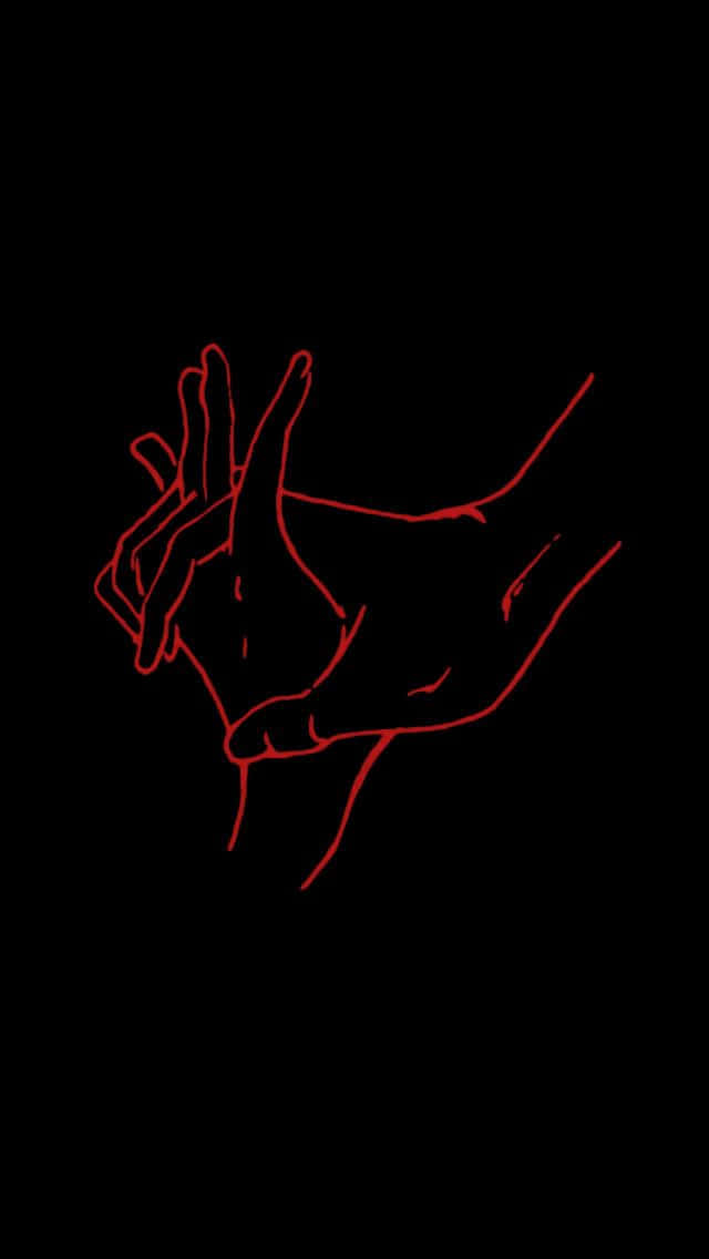 Black Red Neon Illustration Holding Hands Background