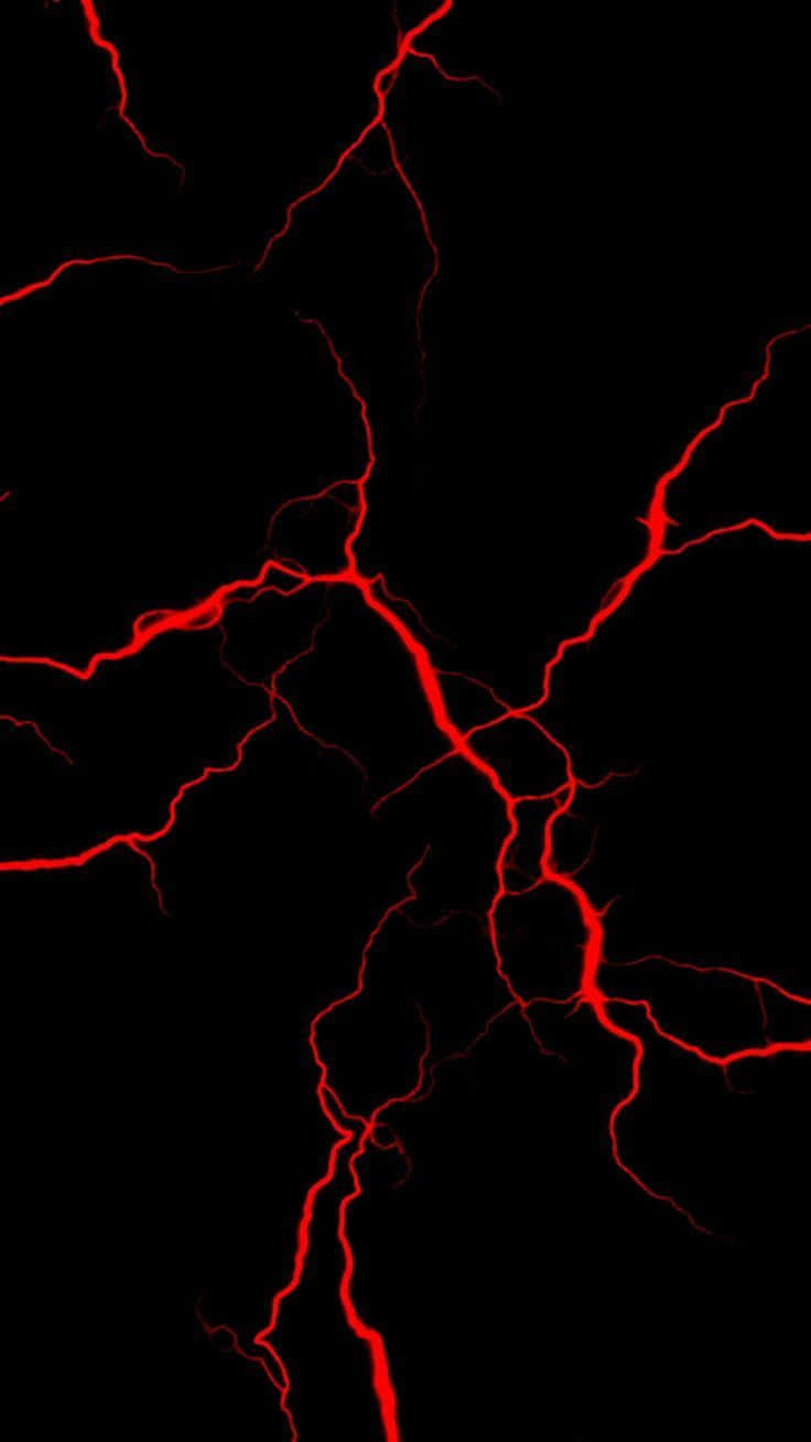 Black Red Neon Lightning Streaks Phone Background