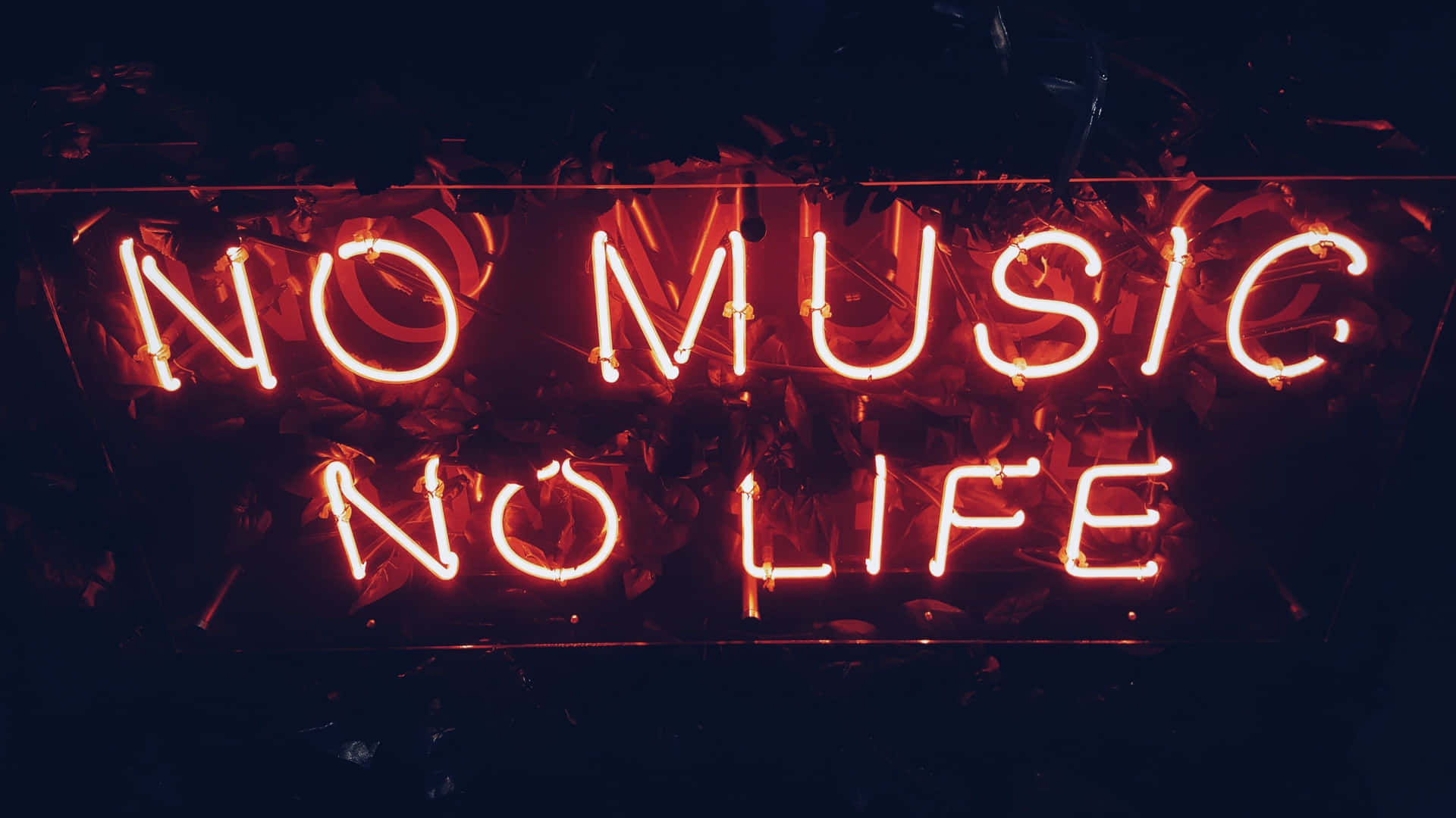 Black Red Neon No Music No Life Background