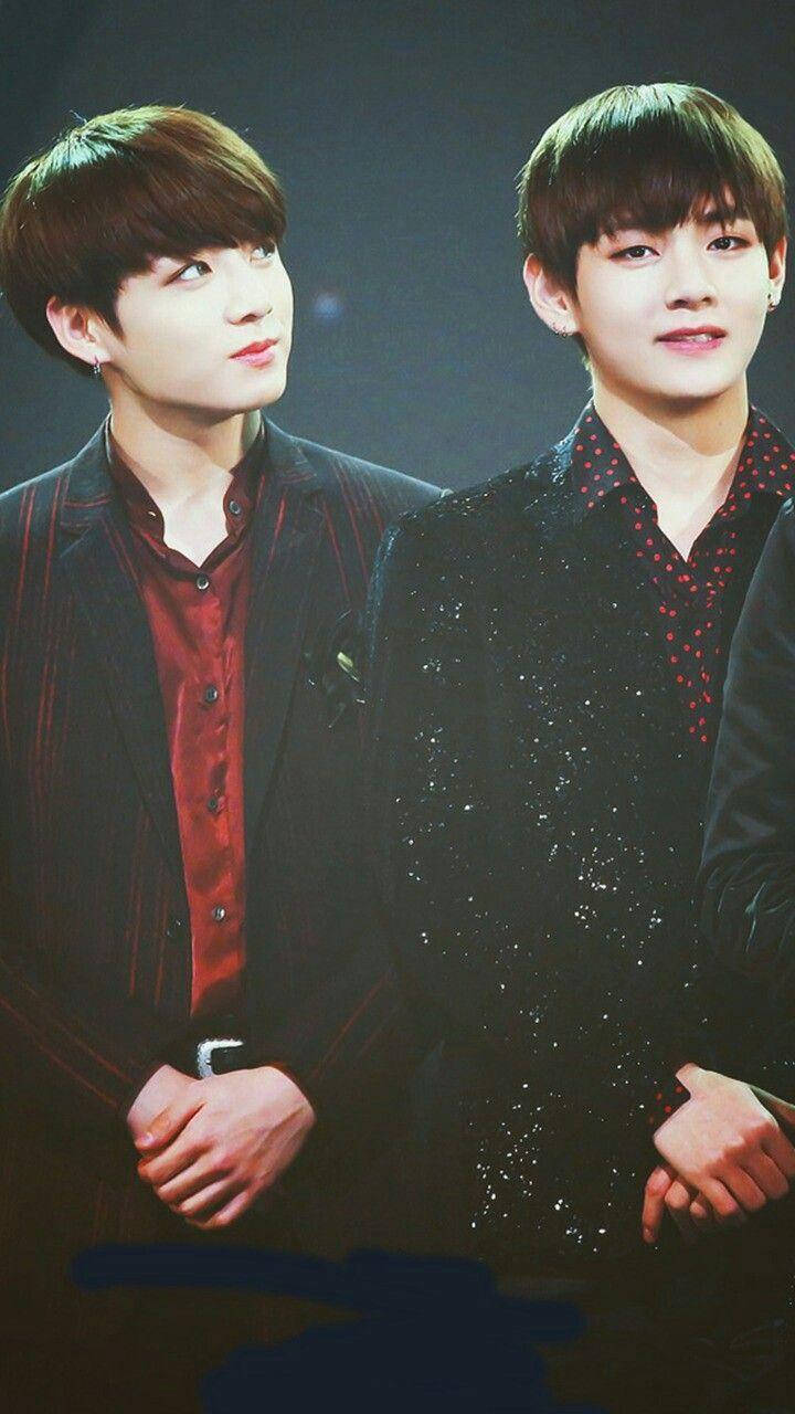 Black Red Suit Taekook Bts Background