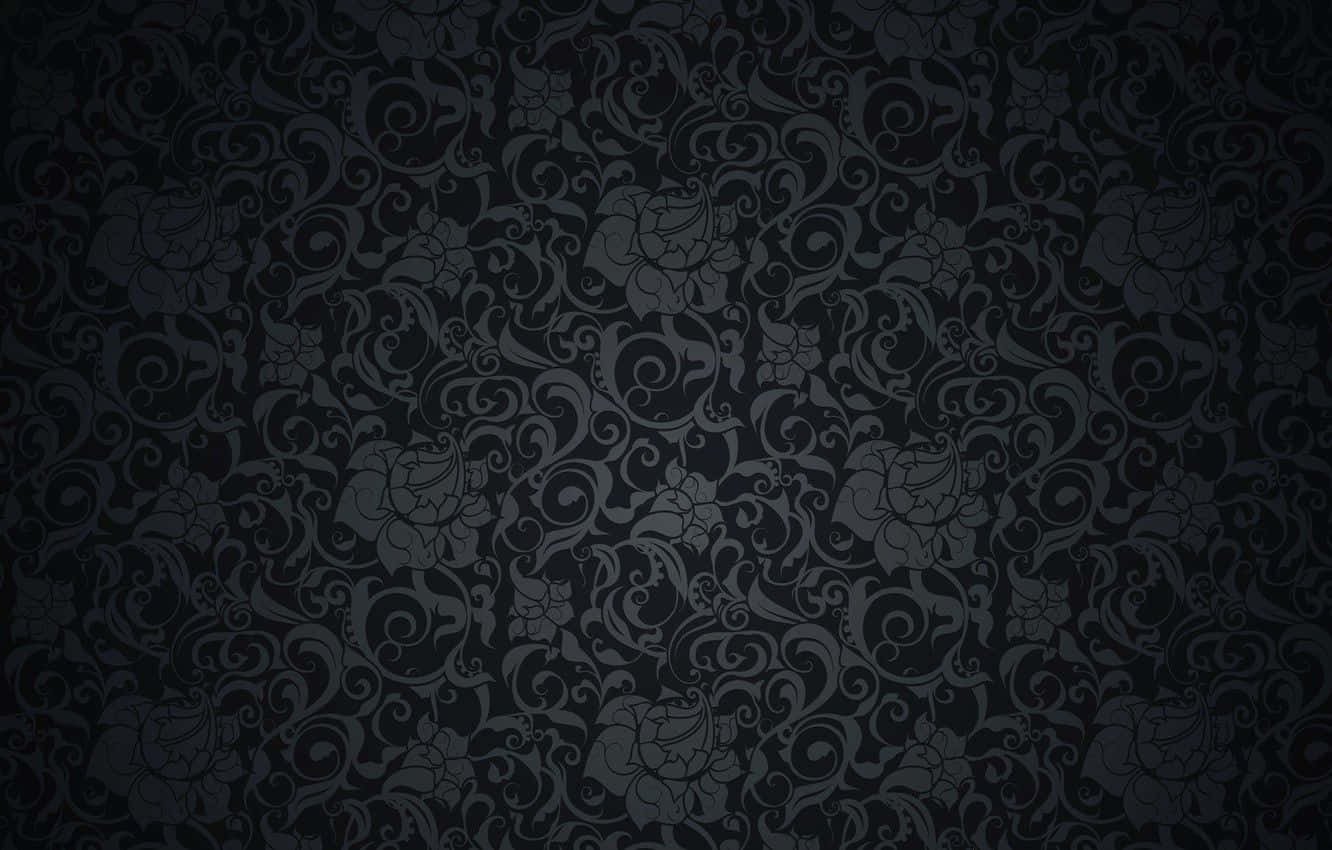 Black Retro Floral Textile Background