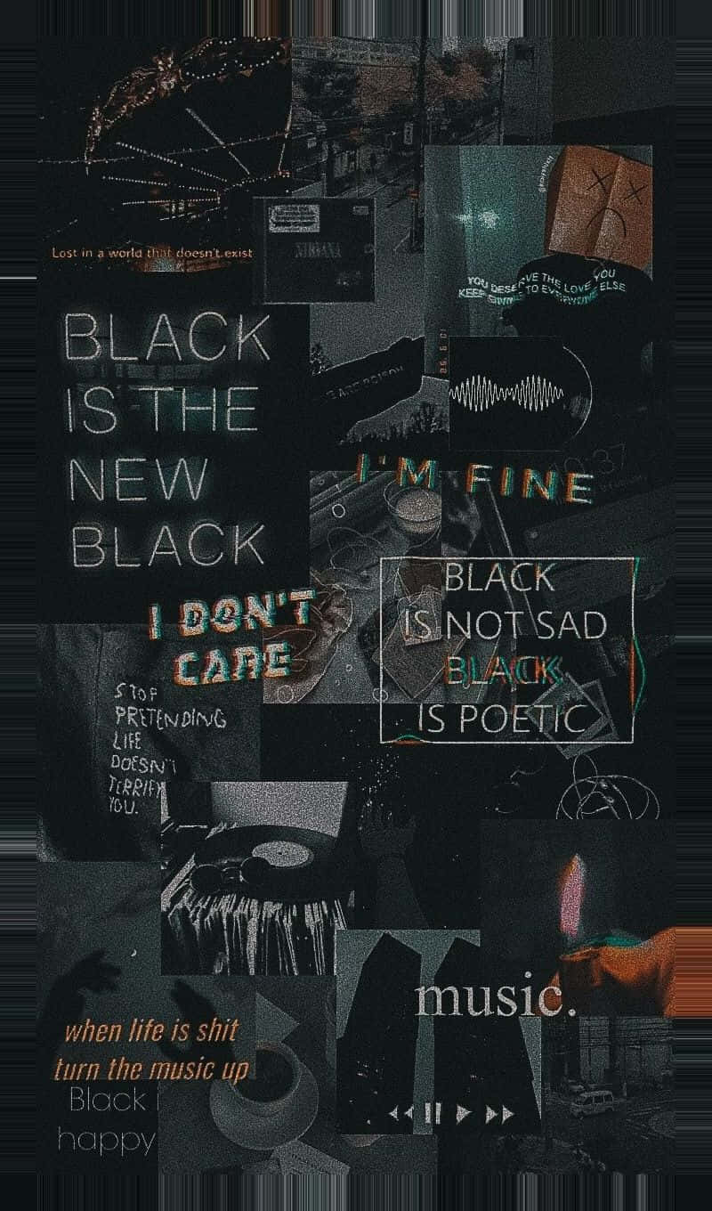 Black Retro Quote Collage Background