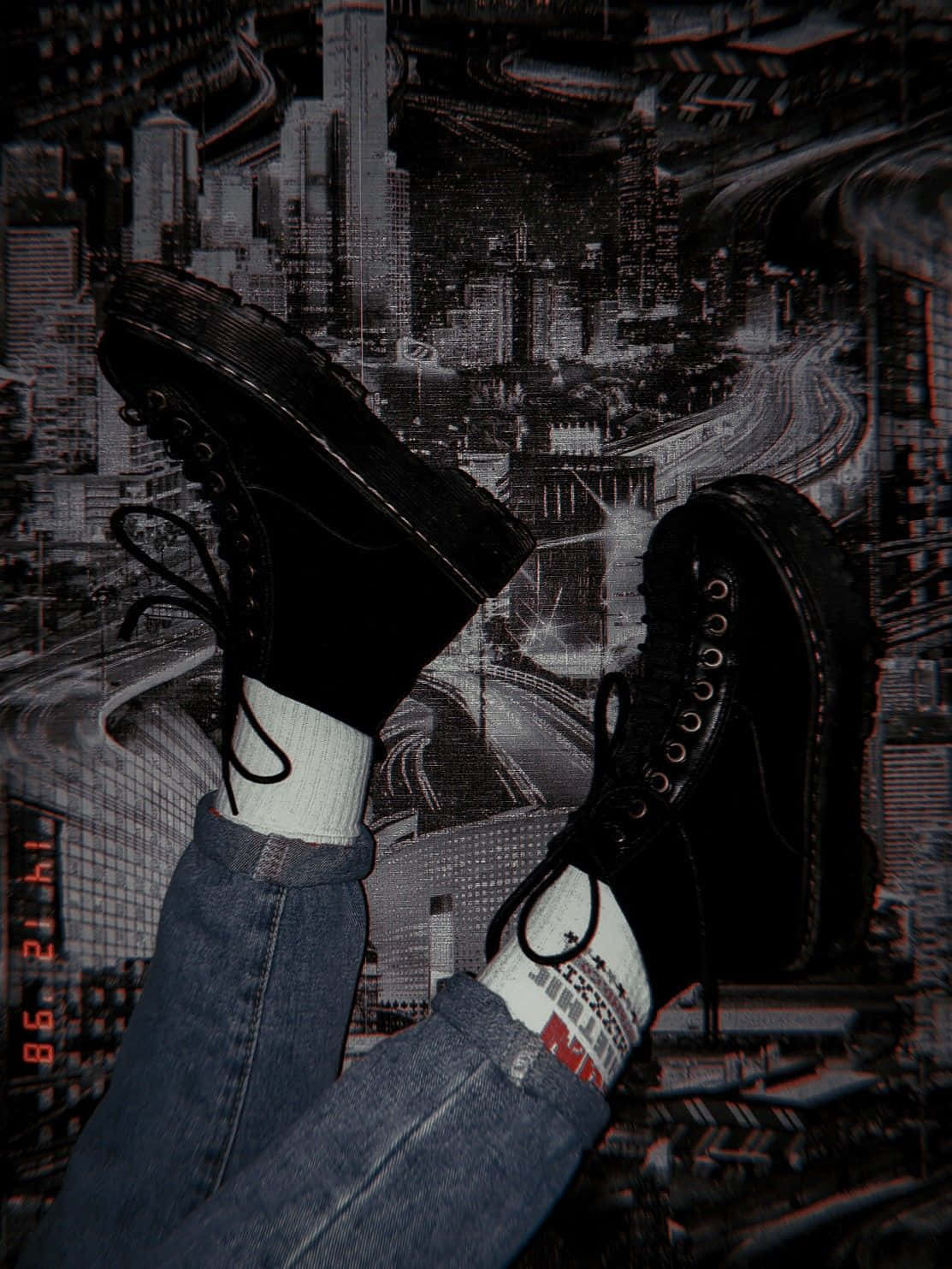 Black Retro Upside-down Feet Background