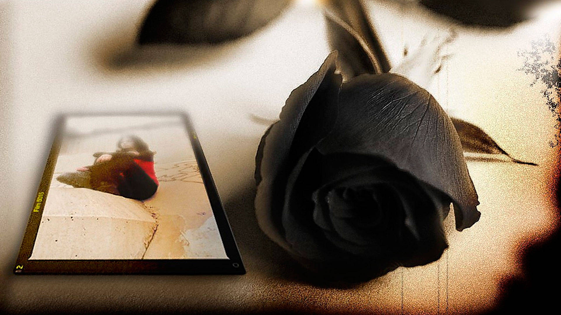 Black Rose And Photograph Background