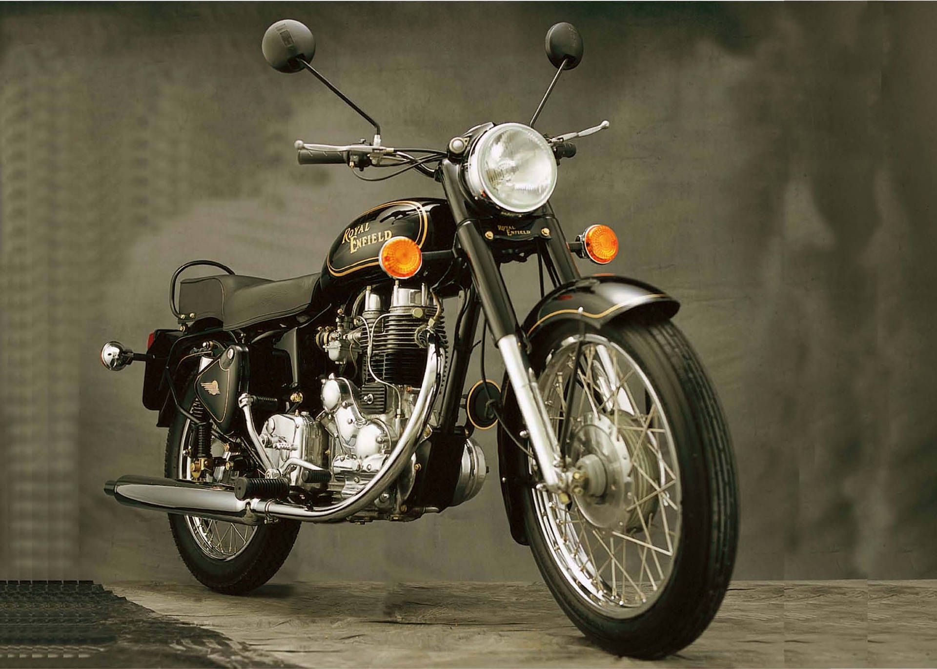 Black Royal Enfield Hd On Gray Background