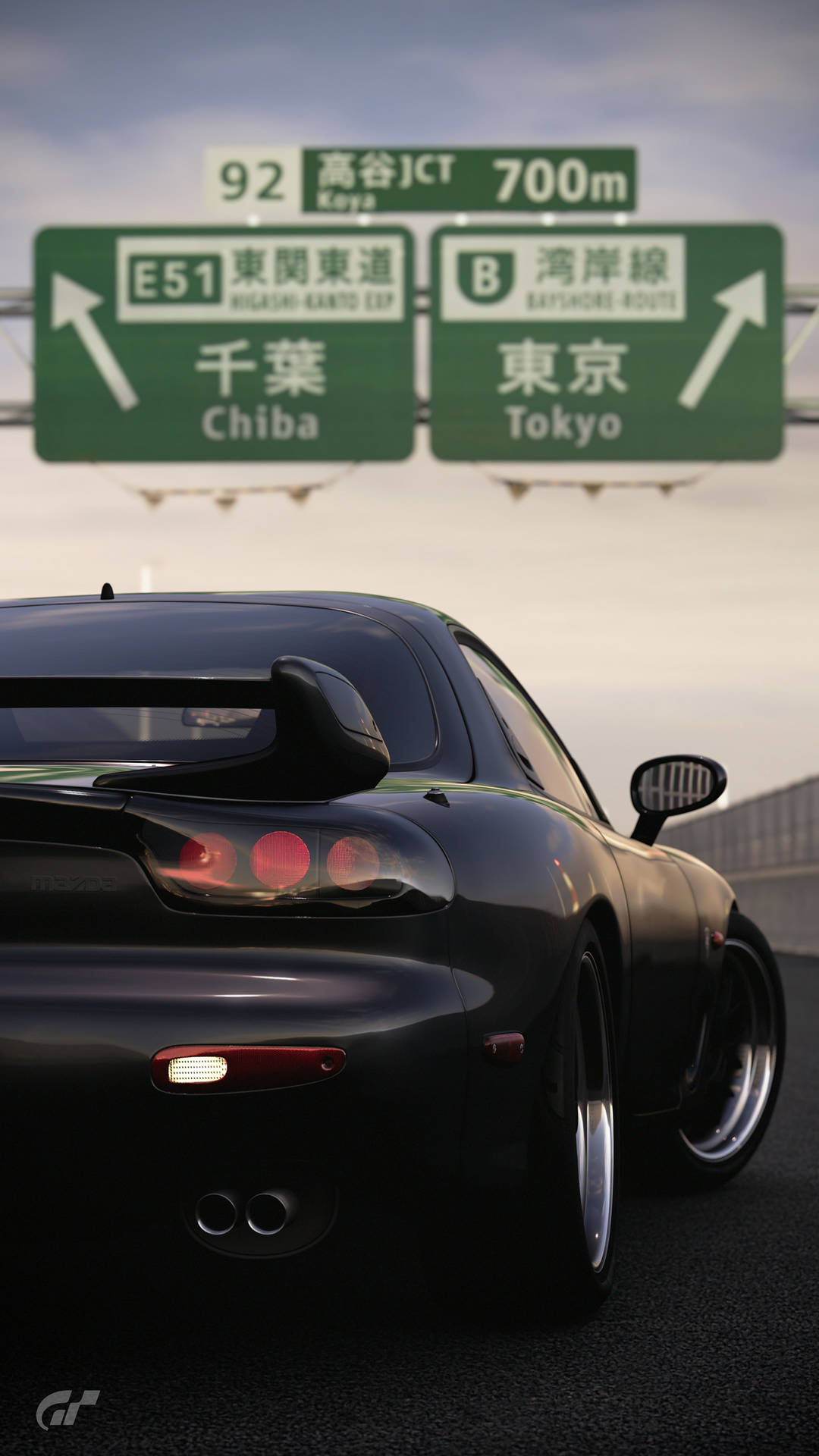 Black Rx7 Japanese Highway Background