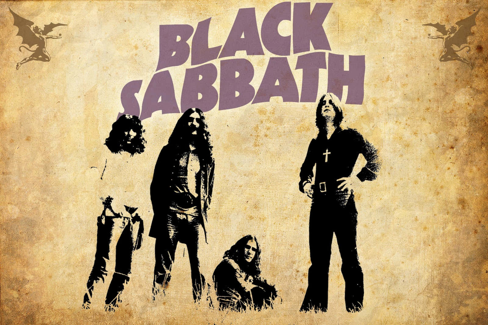 Black Sabbath Band Silhouette Vintage Poster Background