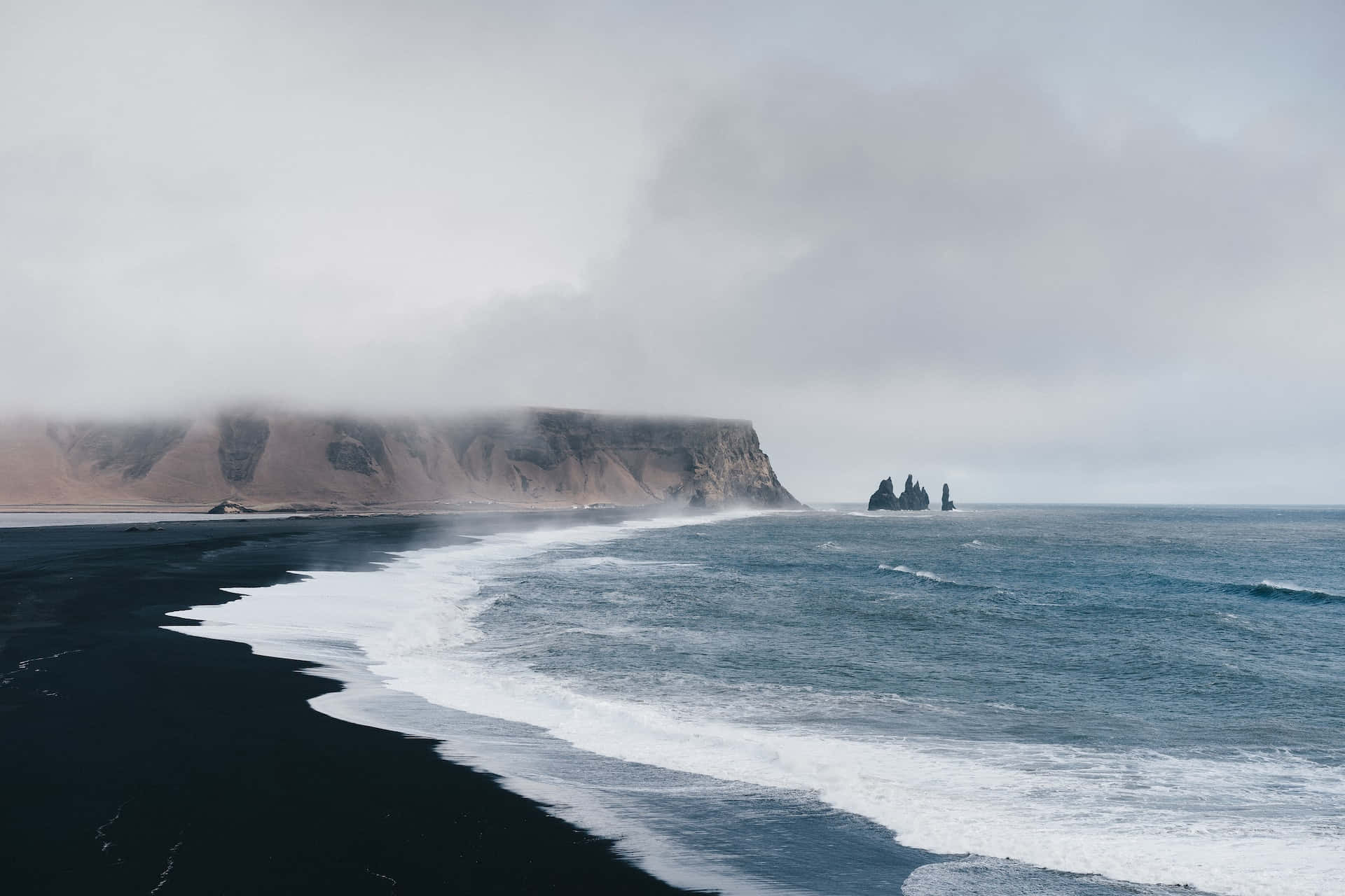 Black Sand Beach In Iceland Desktop