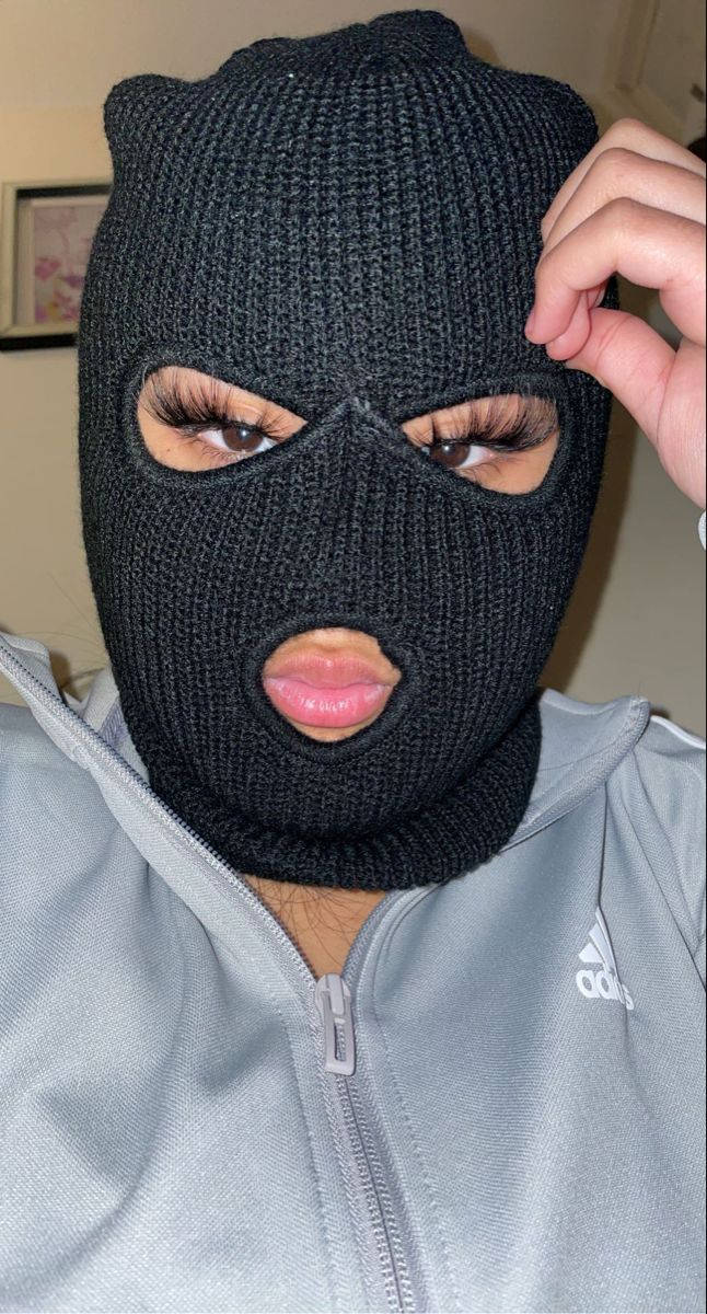 Black Ski Mask Pouty Lips Background