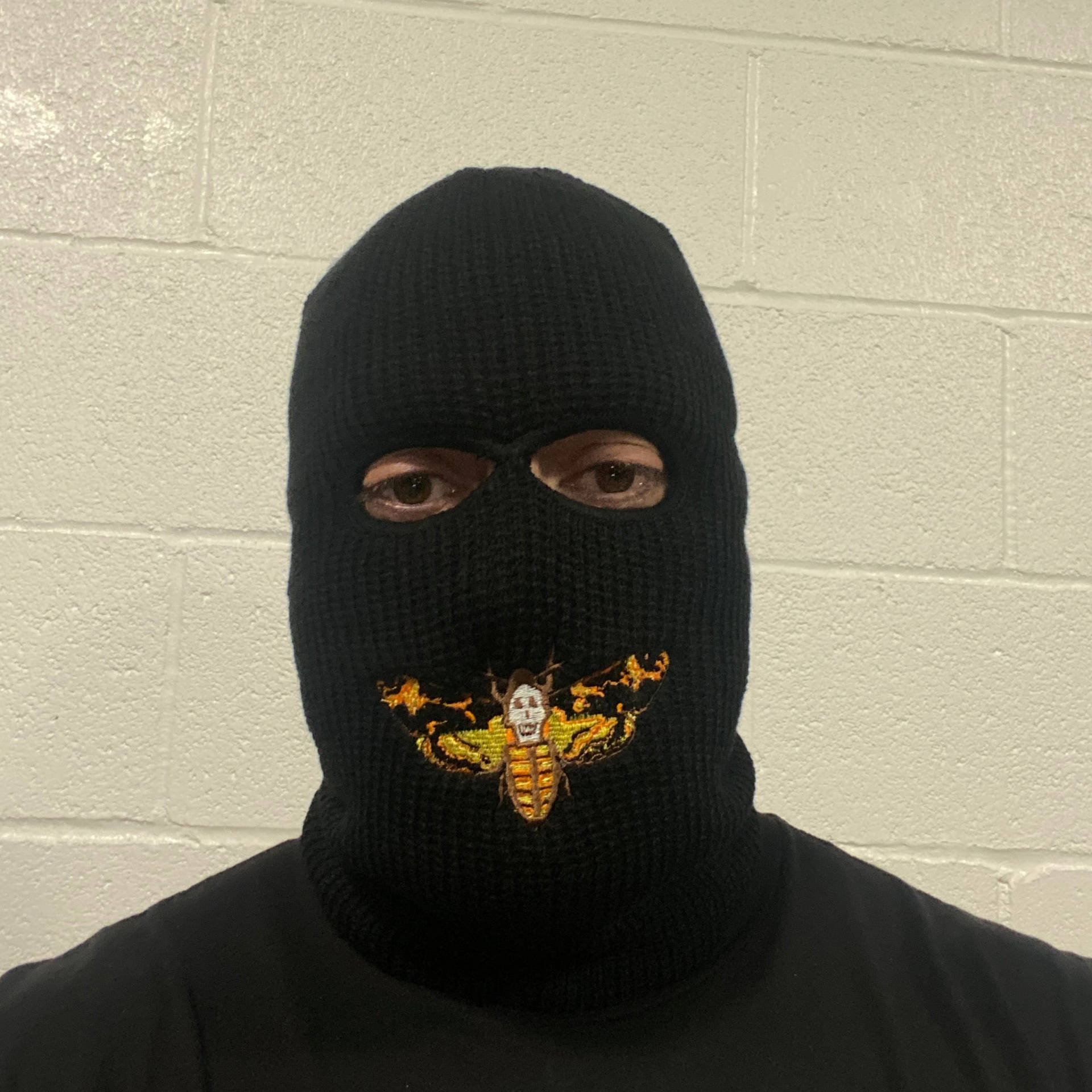 Black Ski Mask With Butterfly Mouth Background