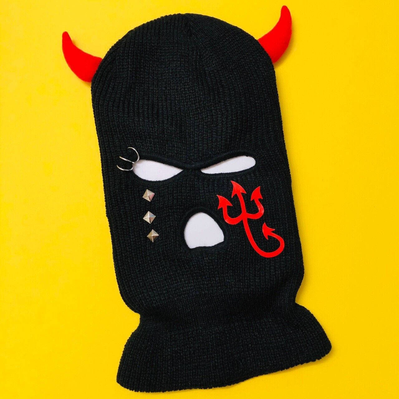 Black Ski Mask With Horns Background