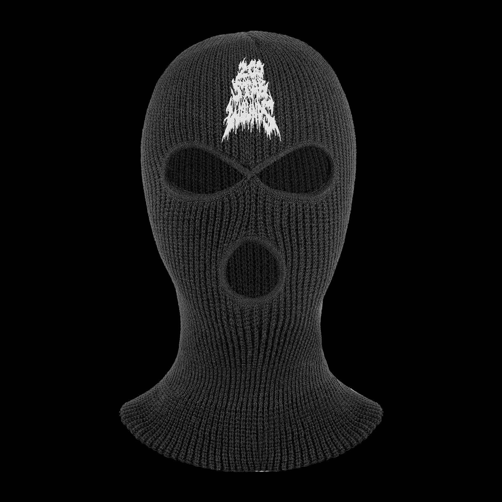 Black Ski Mask With White Design Background