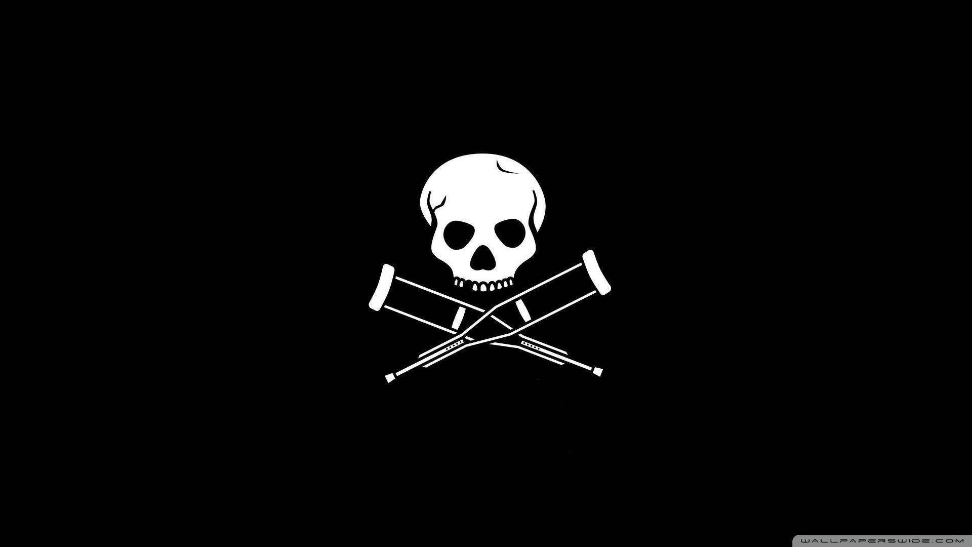 Black Skull Crutches Background