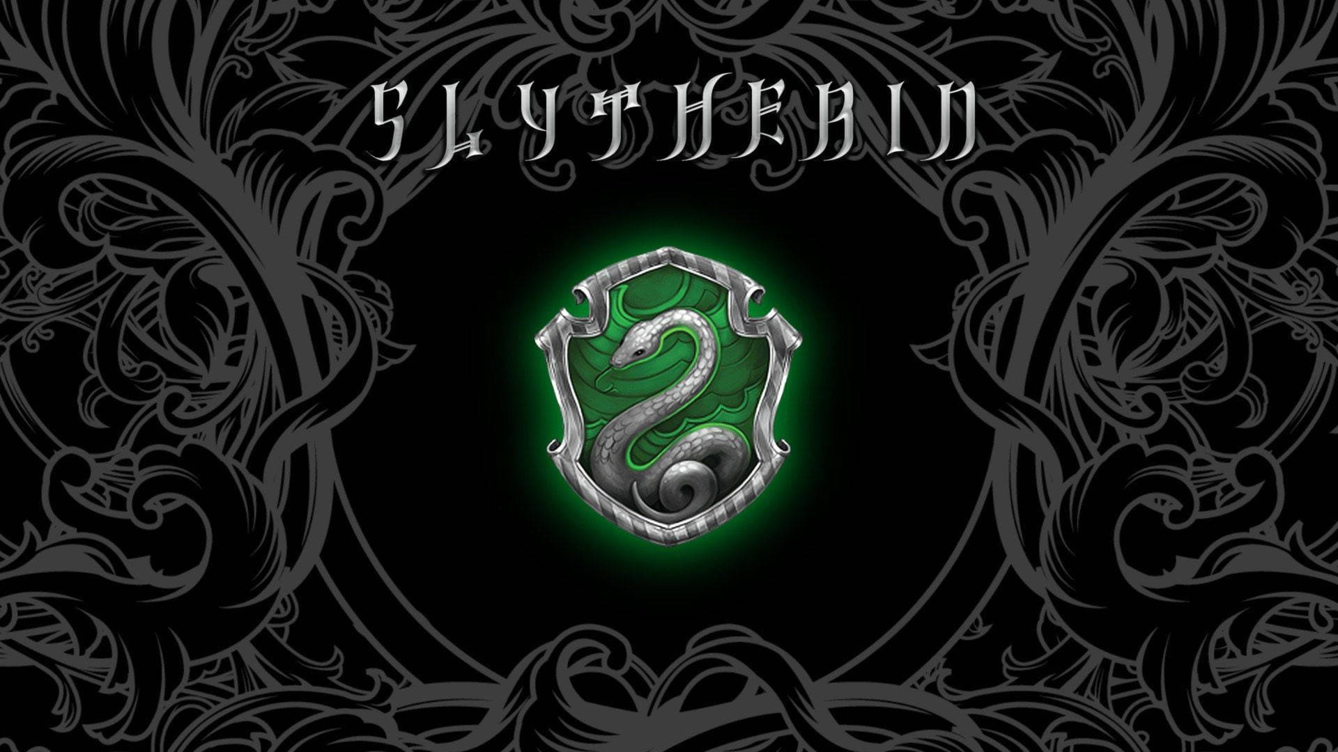 Black Slytherin Logo Waves Background