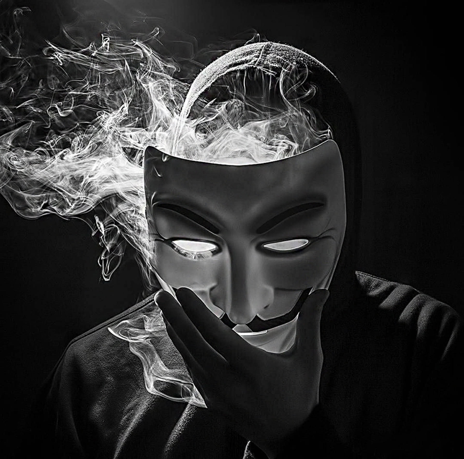 Black Smoke Hacker Mask Background