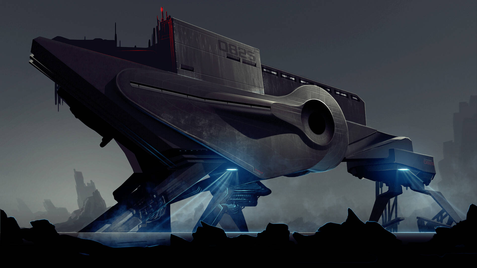 Black Spaceship Background