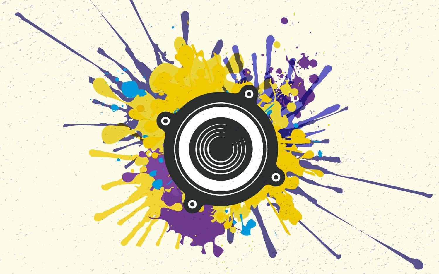 Black Speaker With Splash Paint Vector Artwork