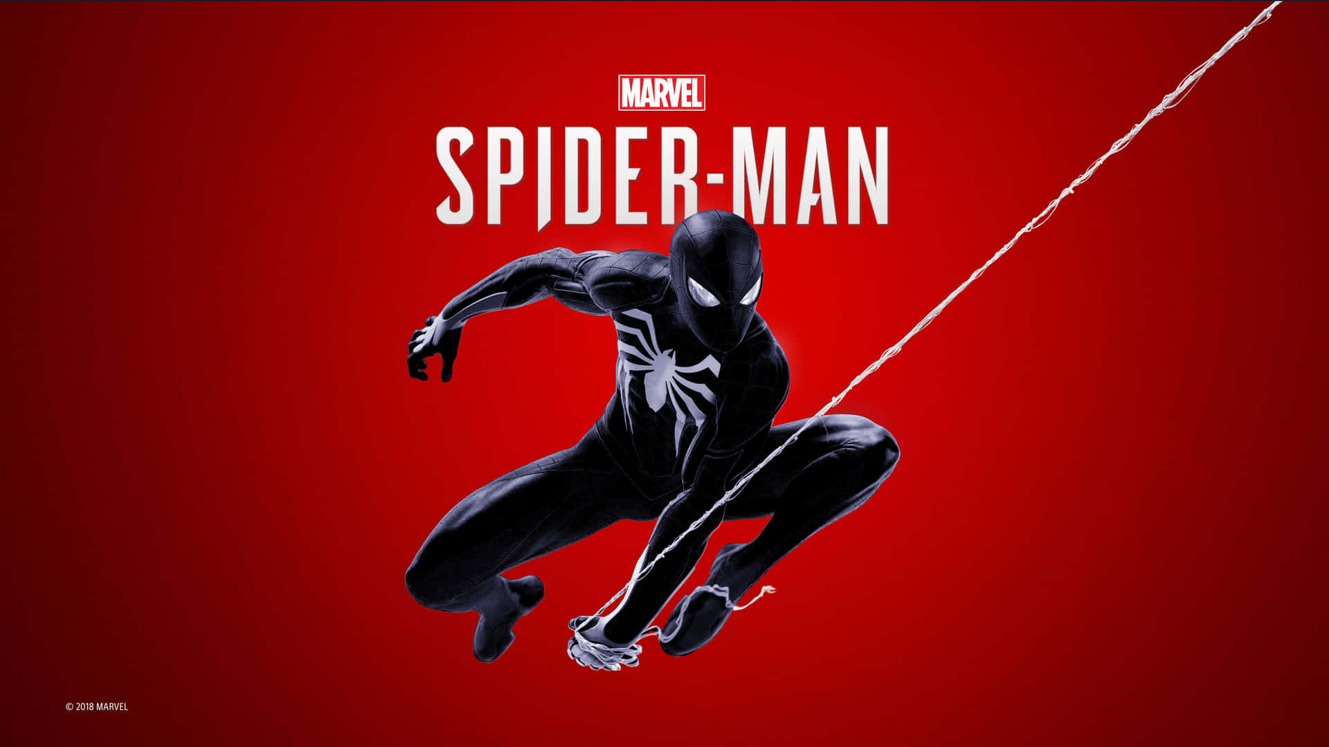 Black Spider Man Ps4 Logo Swing Web Red Background Background