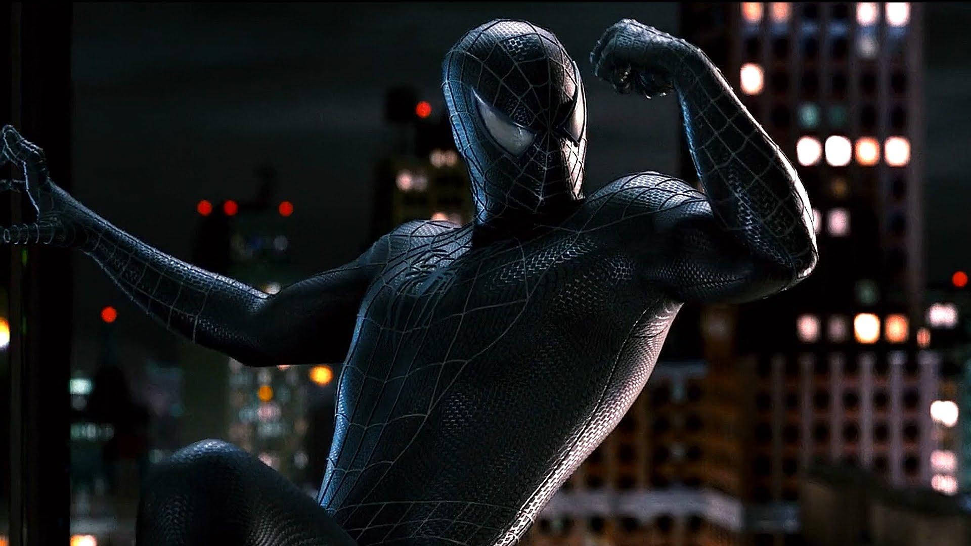 Black Spiderman Flexing Background