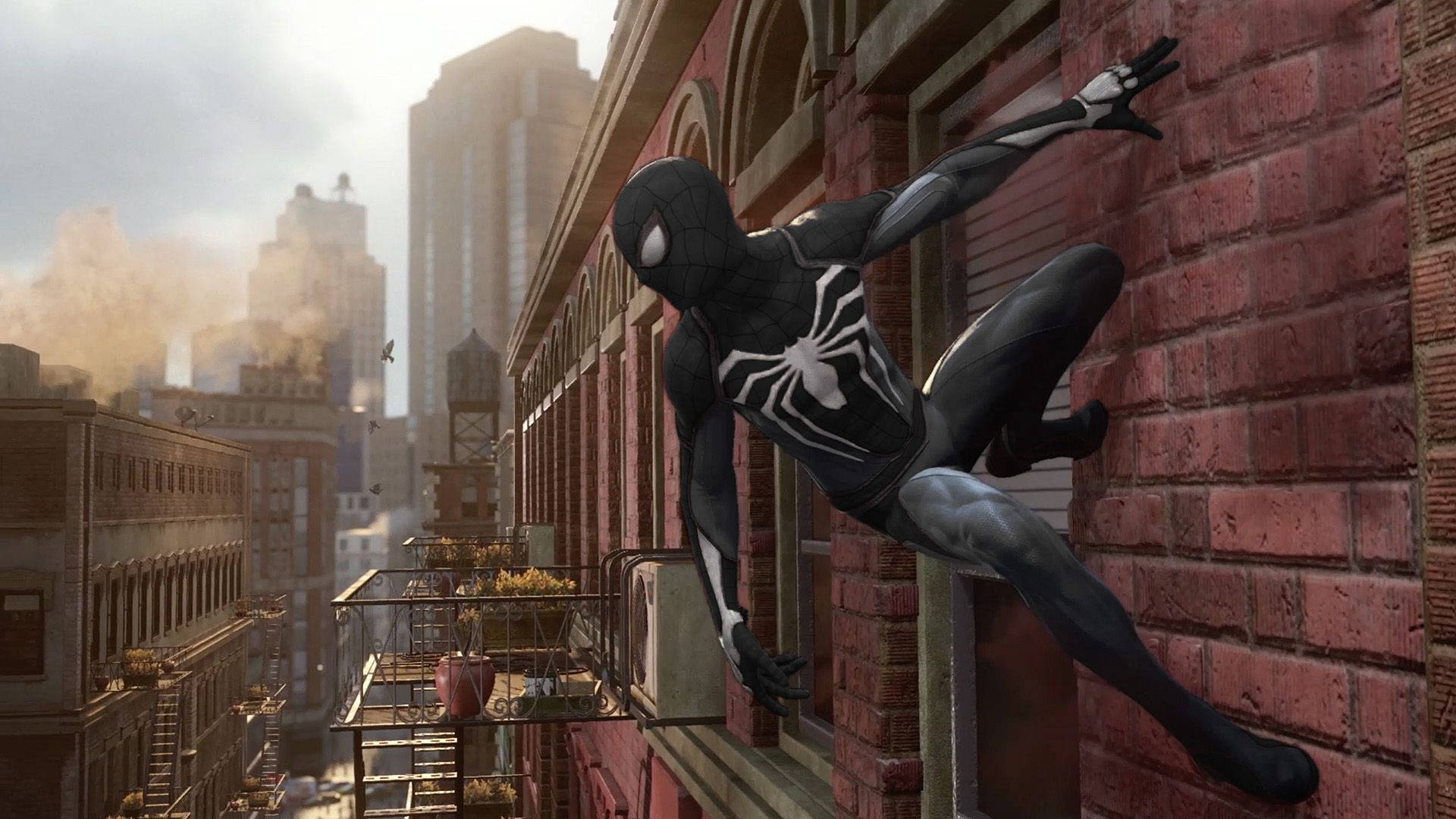 Black Spiderman On The Brick Wall