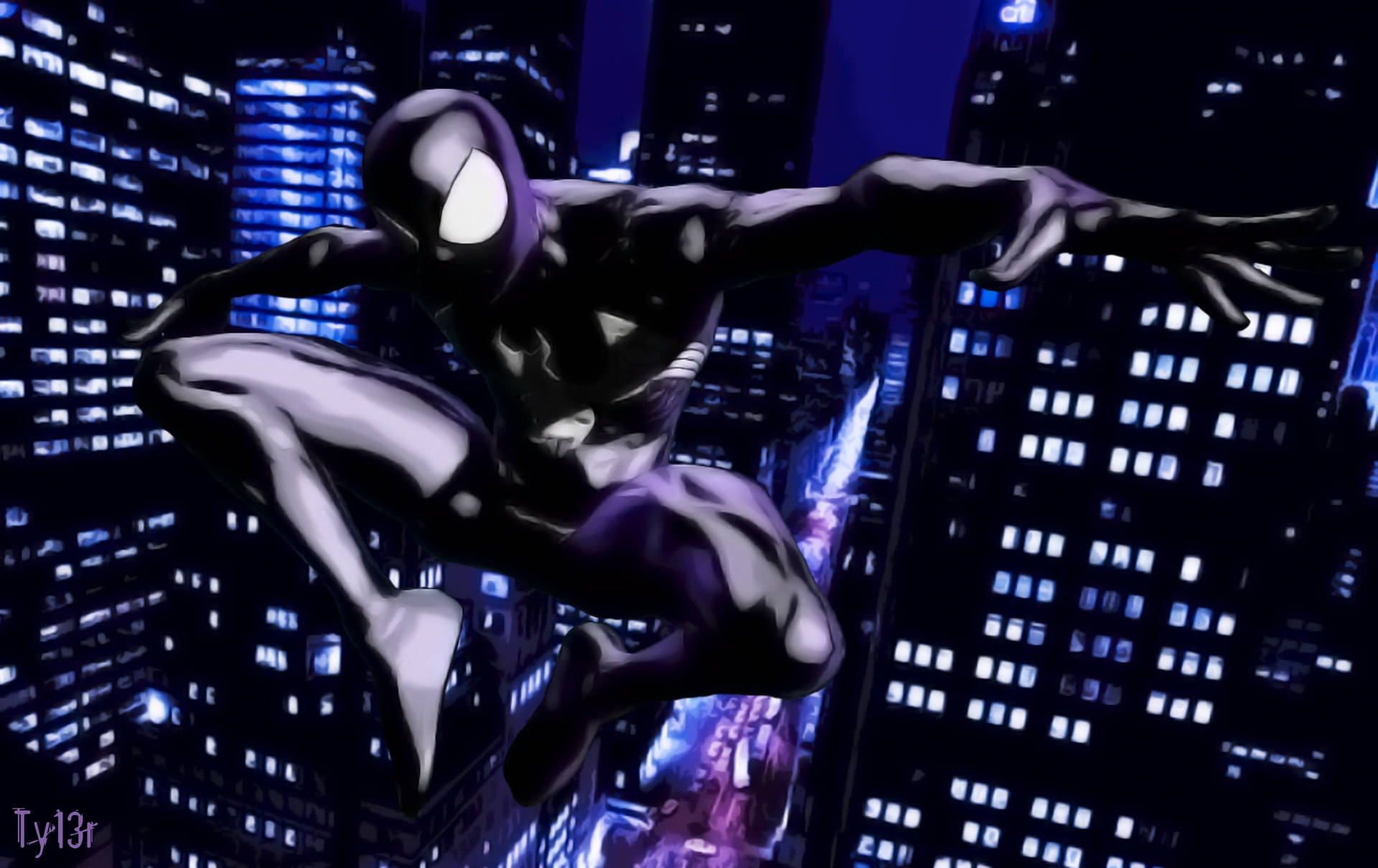 Black Spiderman Shiny Suit Background