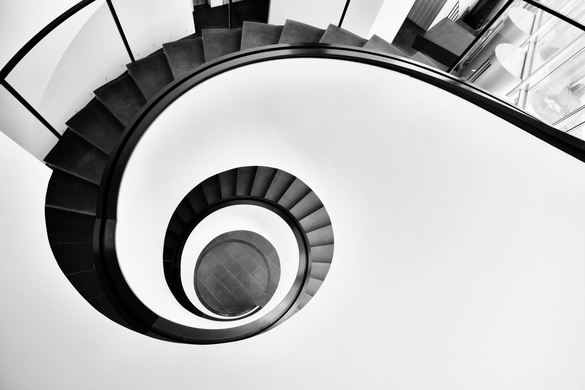 Black Spiral Staircase Art Background