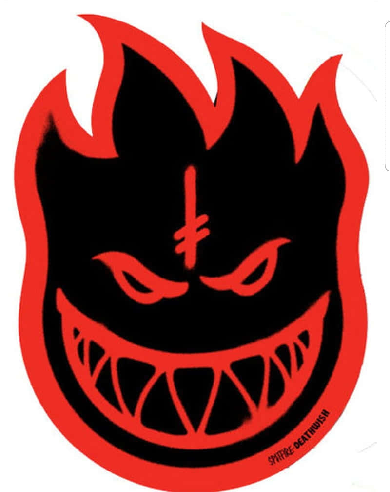 Black Spitfire Skate Symbol With Red Outlines Background