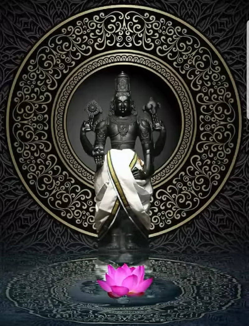 Black Statue Of Lord Perumal Background