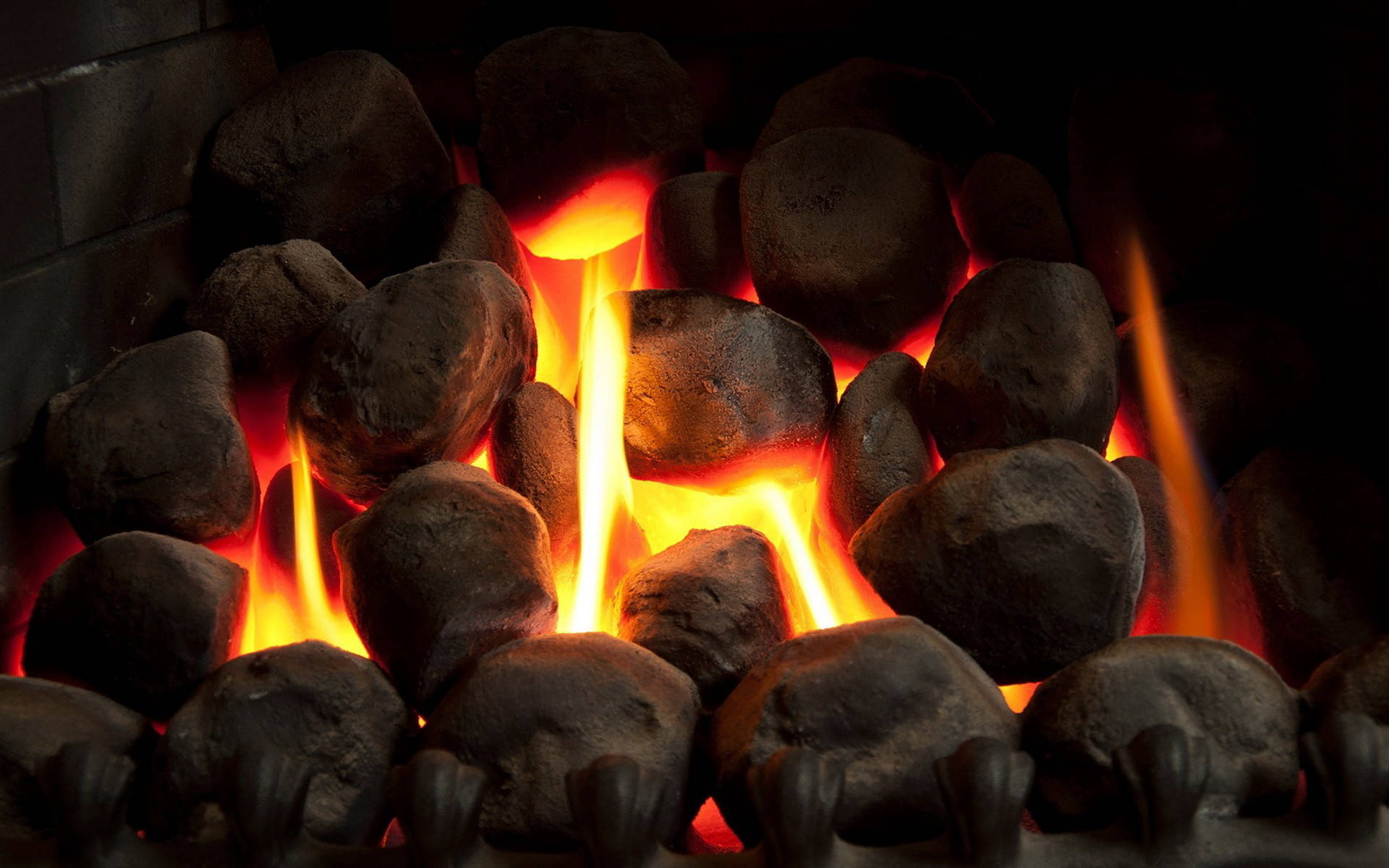 Black Stones And Fire Background Background