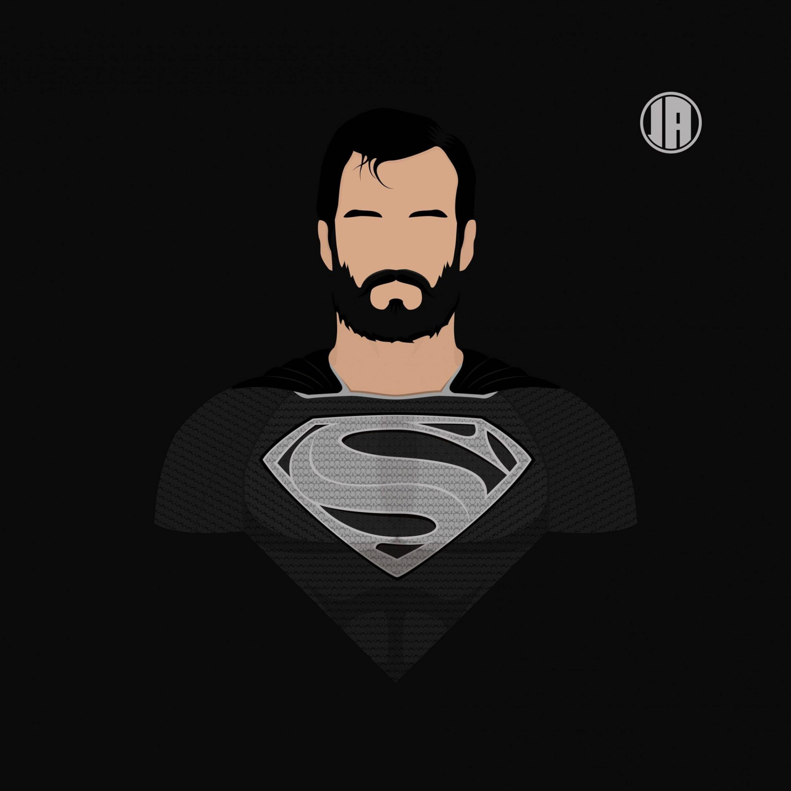 Black Suit Superman Beard Logo Vector Art Background