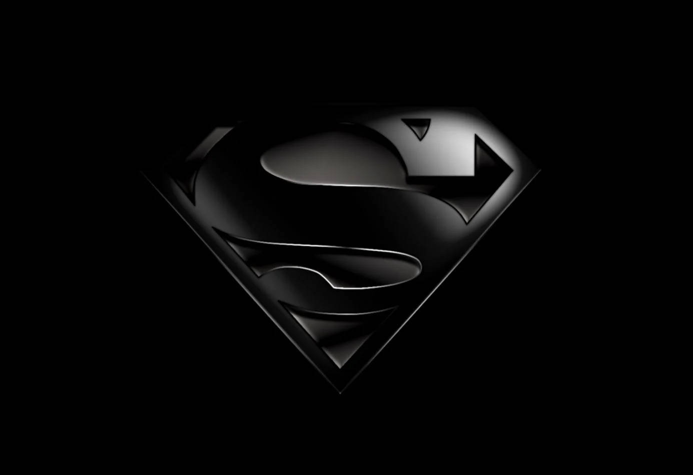 Black Superman Logo In Solid Black Background