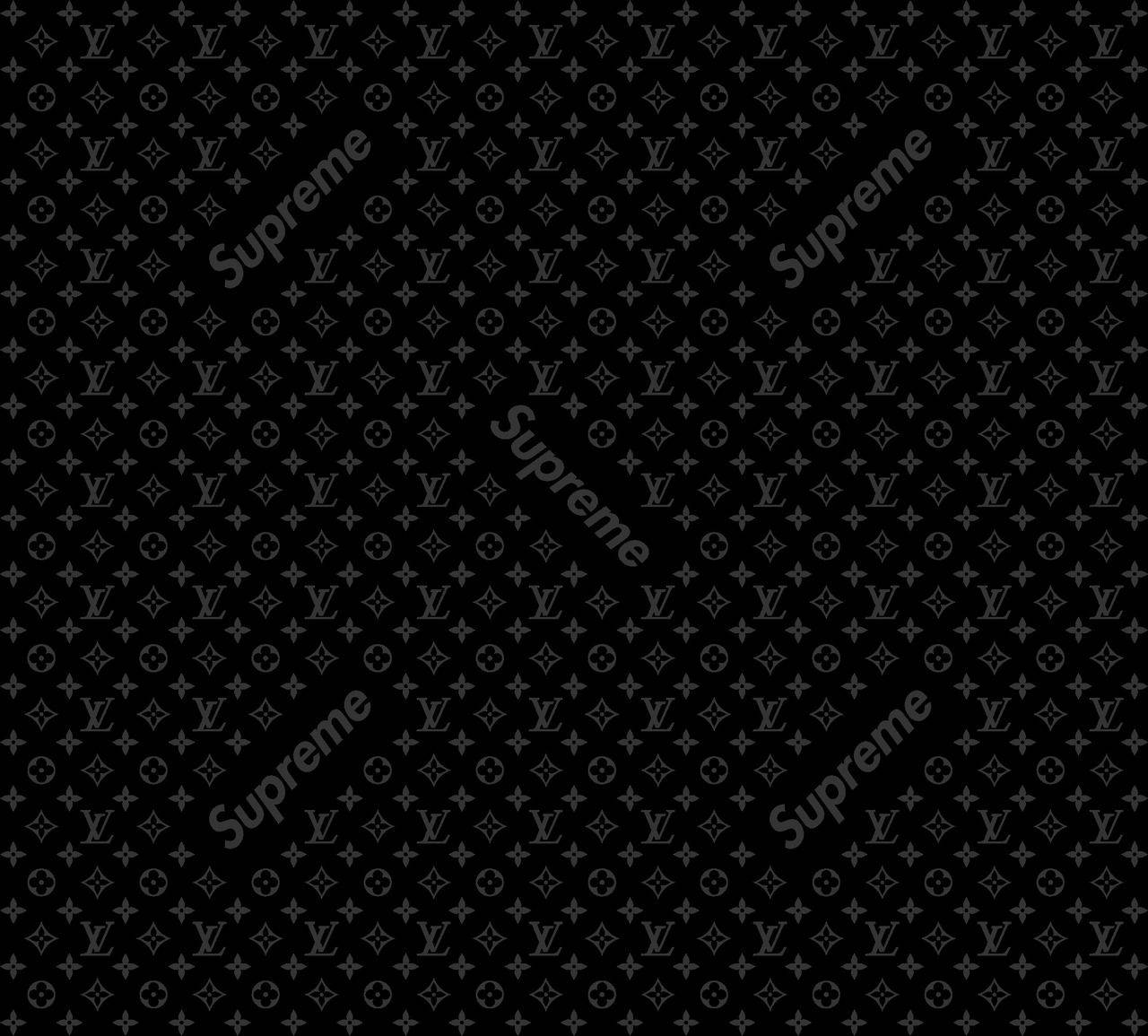 Black Supreme And Louis Vuitton Pattern Background