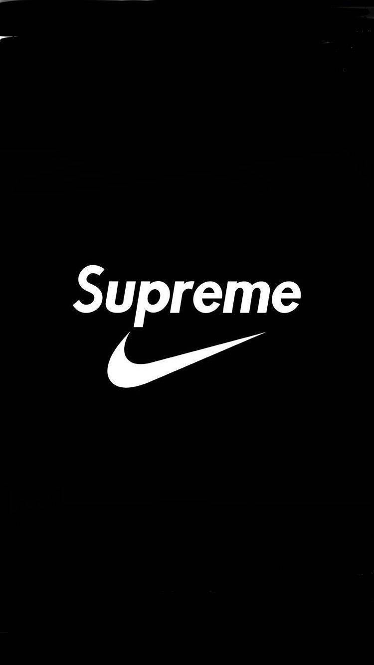 Black Supreme And Nike Logo Background