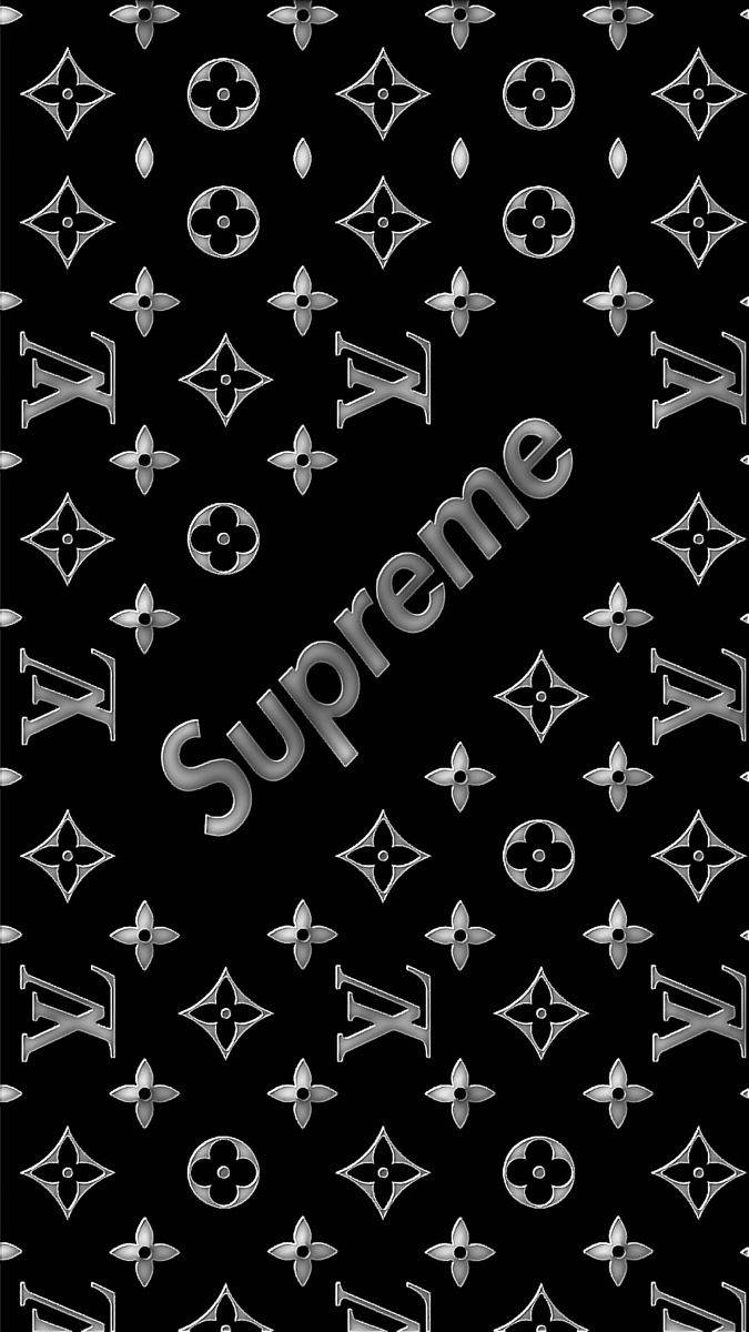 Black Supreme With Lv Logo