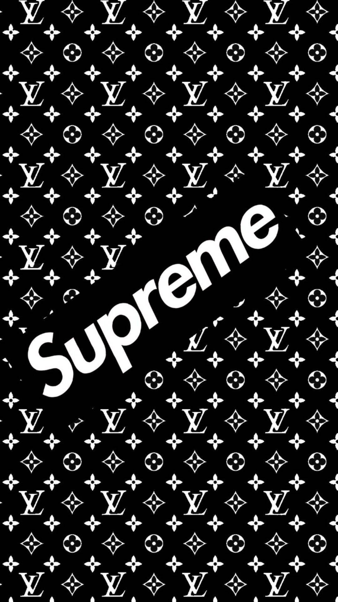Black Supreme With Lv Monogram Logo Background