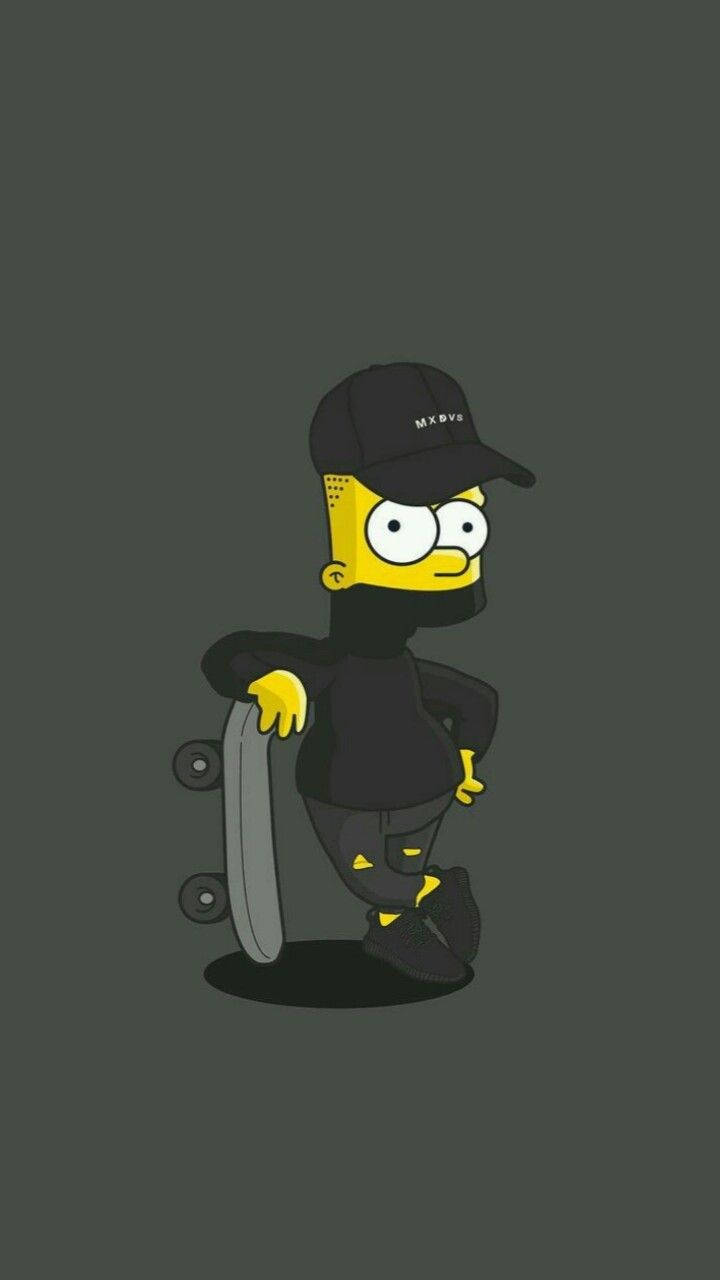 Black-themed Cool Bart Simpson Background Background