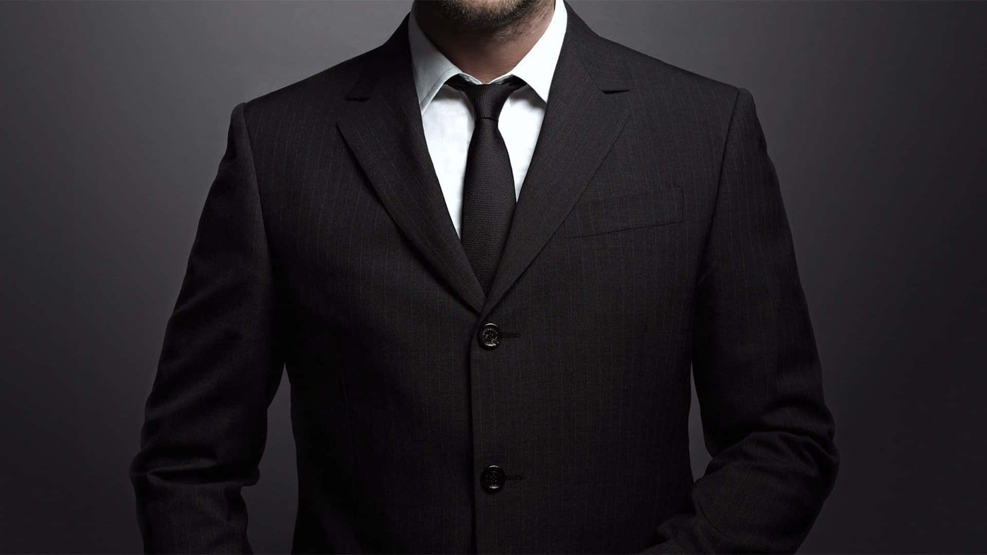 Black Tie With A Black Men Suit Background