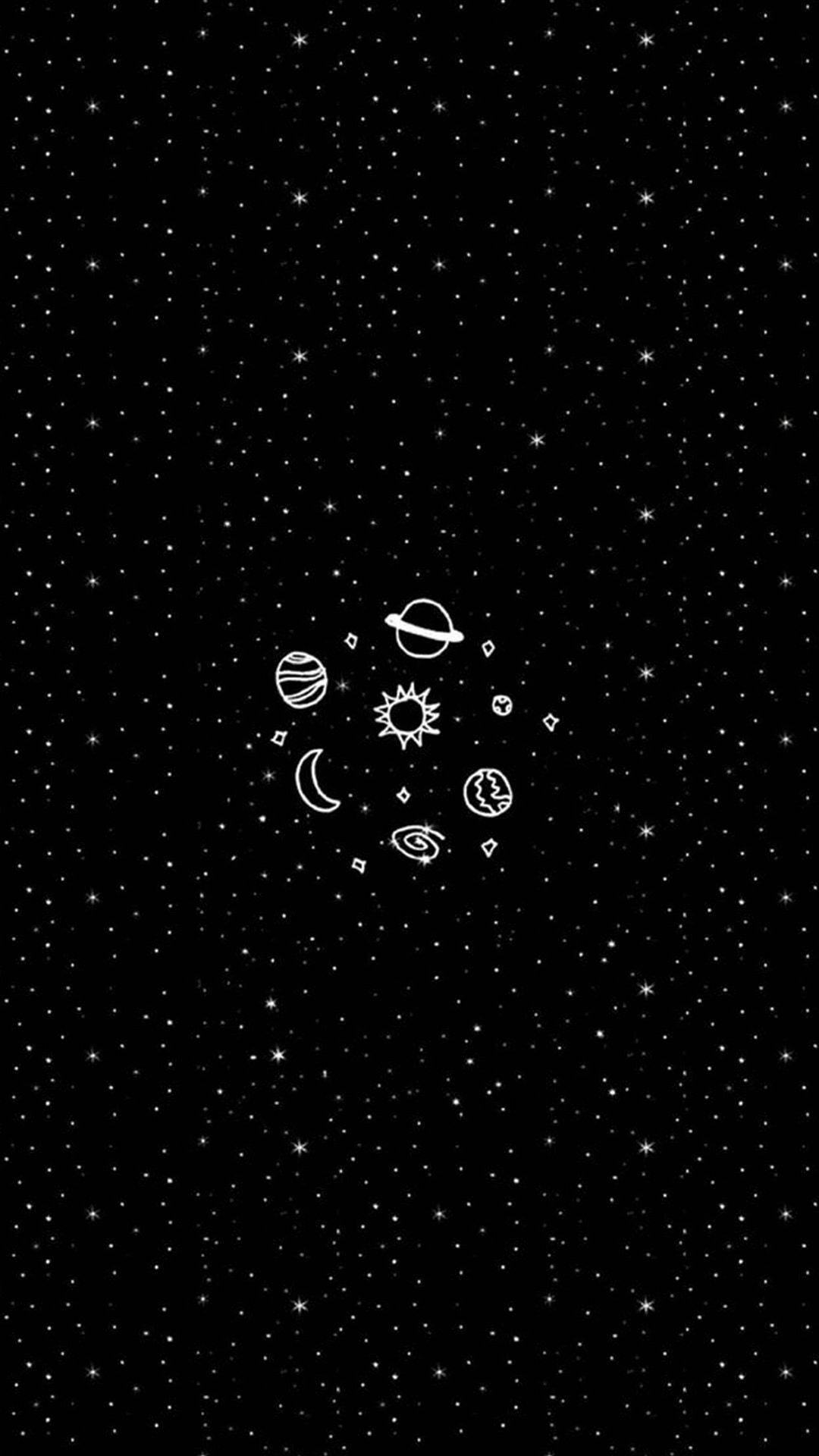 Black Trippy Space Logos Background