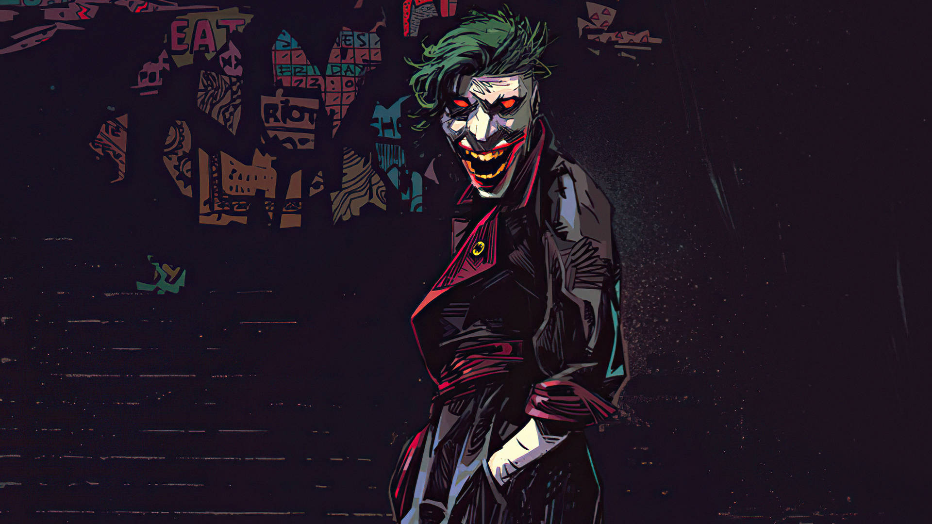 Black Ultra Hd Joker With Demonic Eyes Background