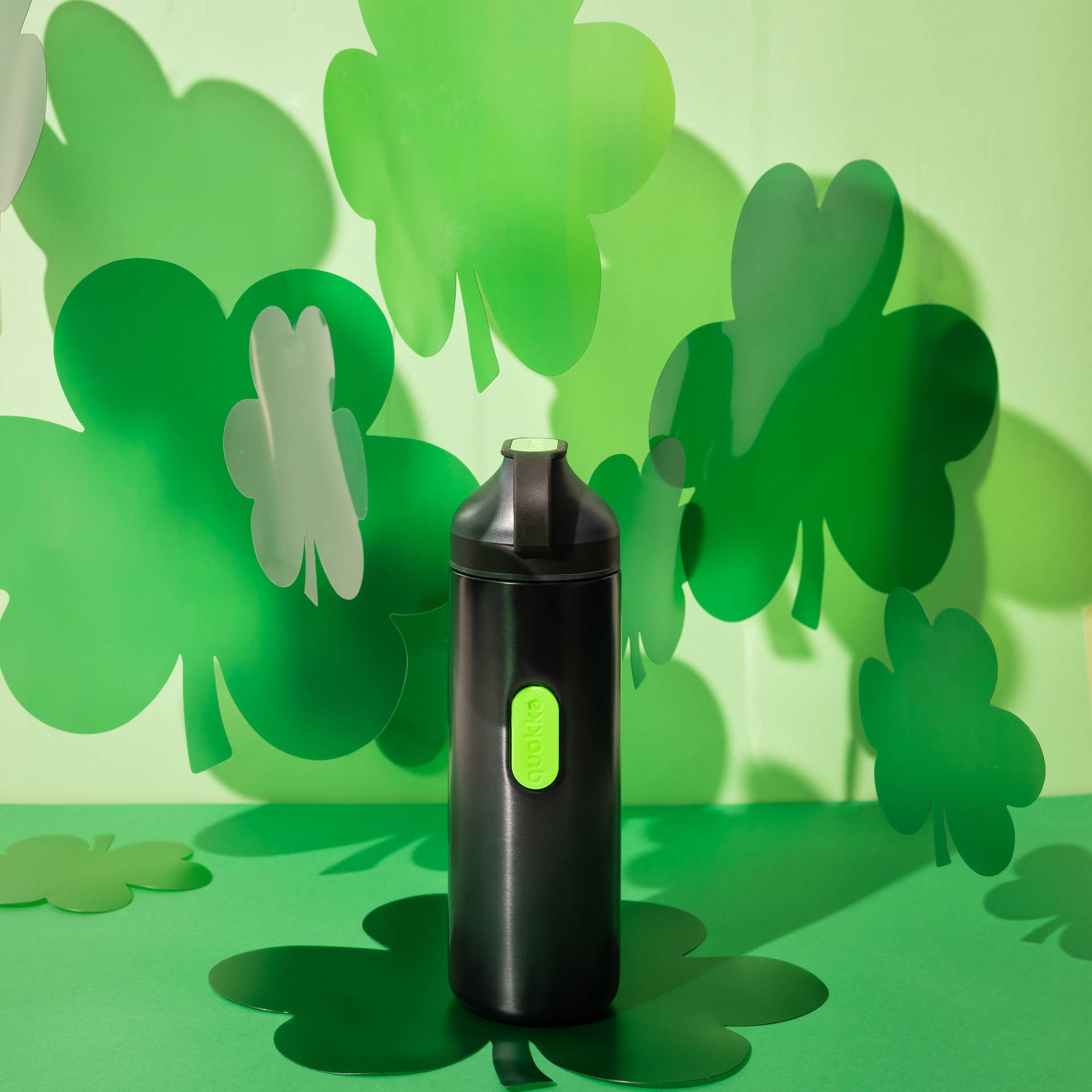 Black Water Bottle With Saint Patrick’s Day Imagery
