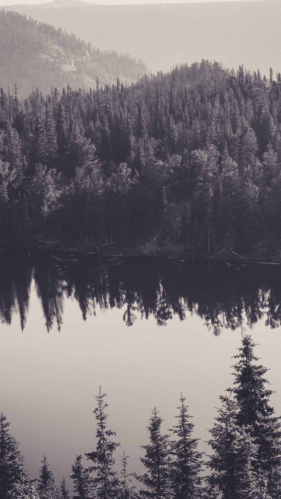Black White Iphone Canada Lake Background