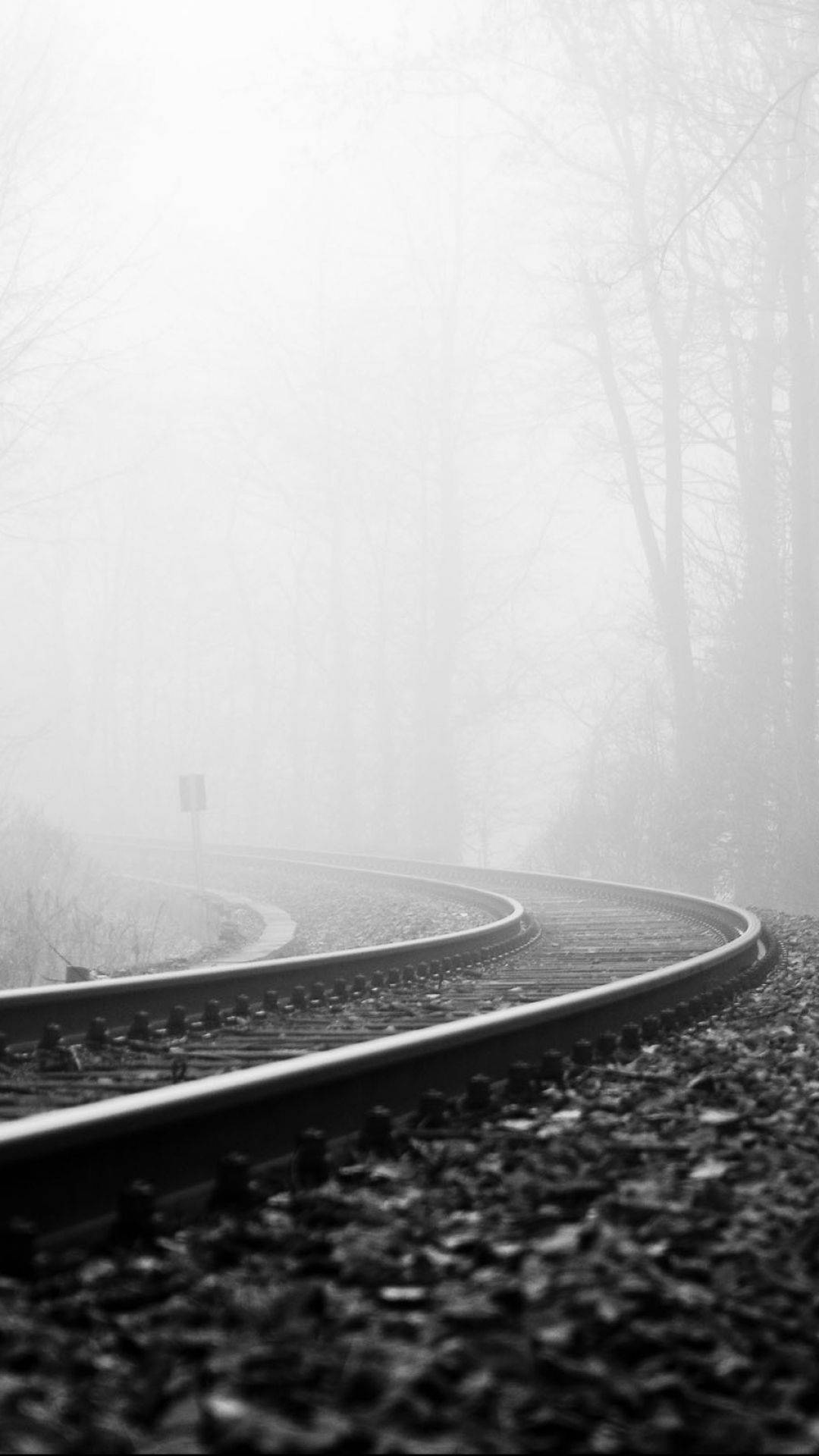 Black White Iphone Train Tracks Background