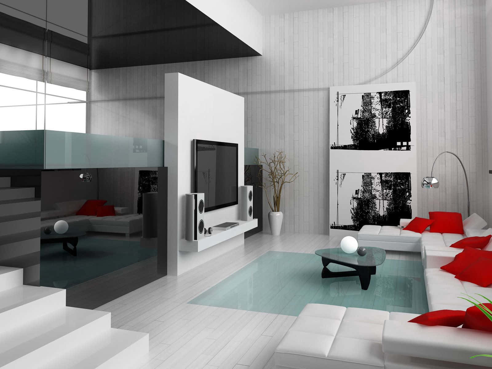 Black White Modern House Interior Background