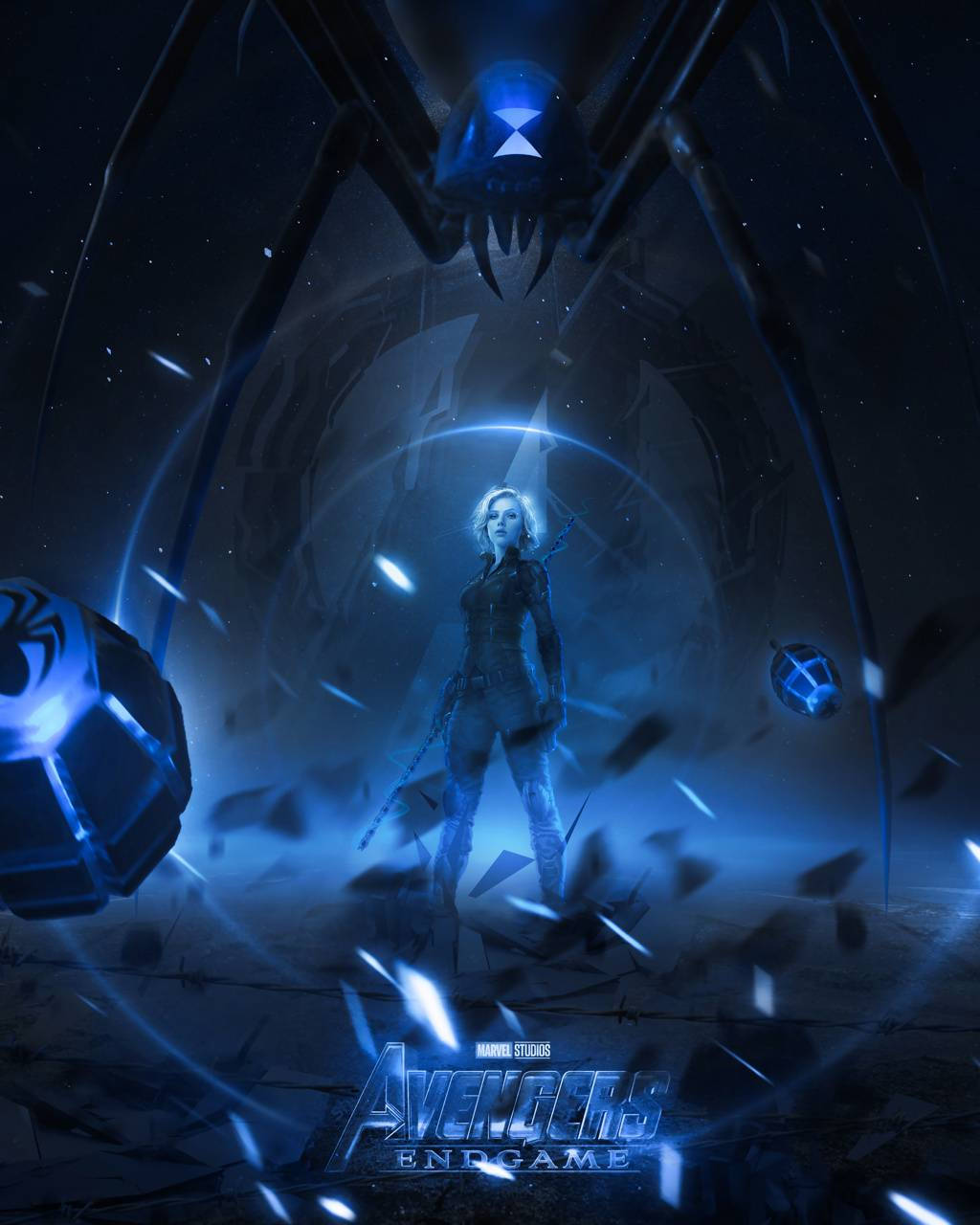 Black Widow Endgame Blue Art Background