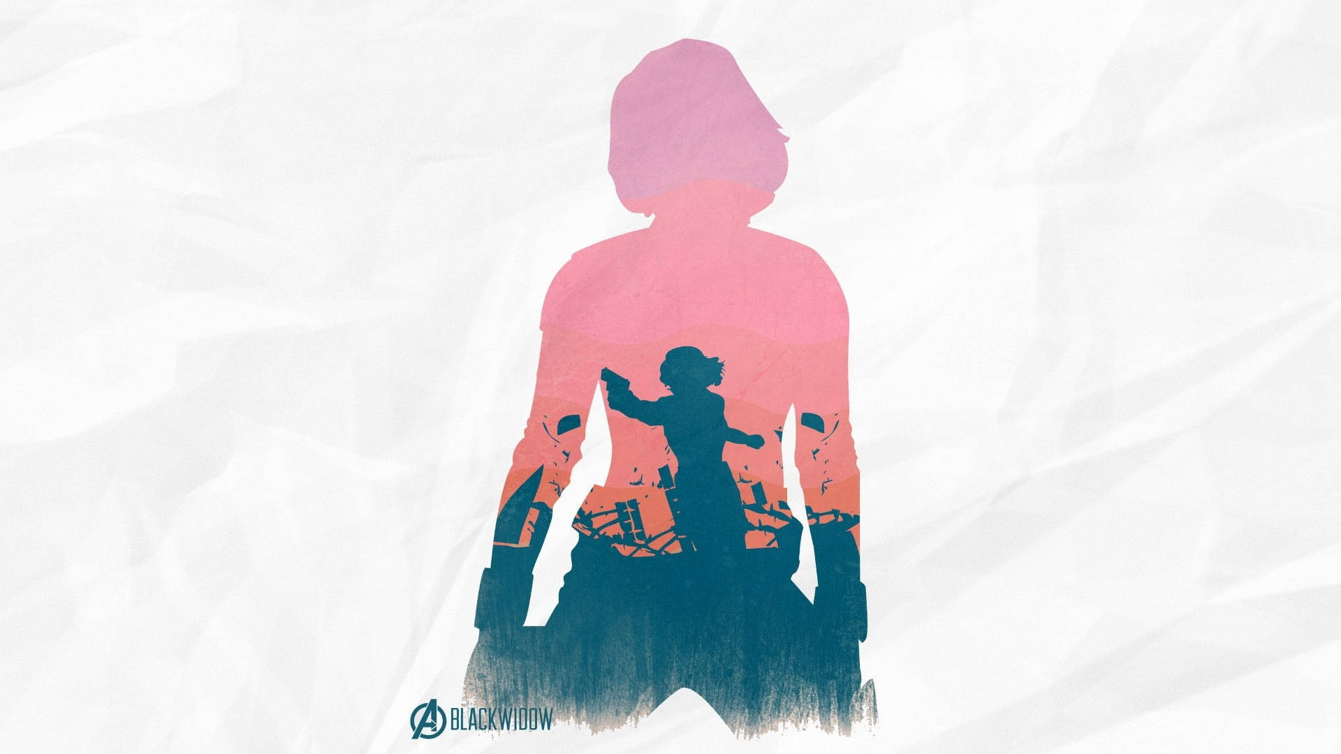 Black Widow Silhouette In Pink Background