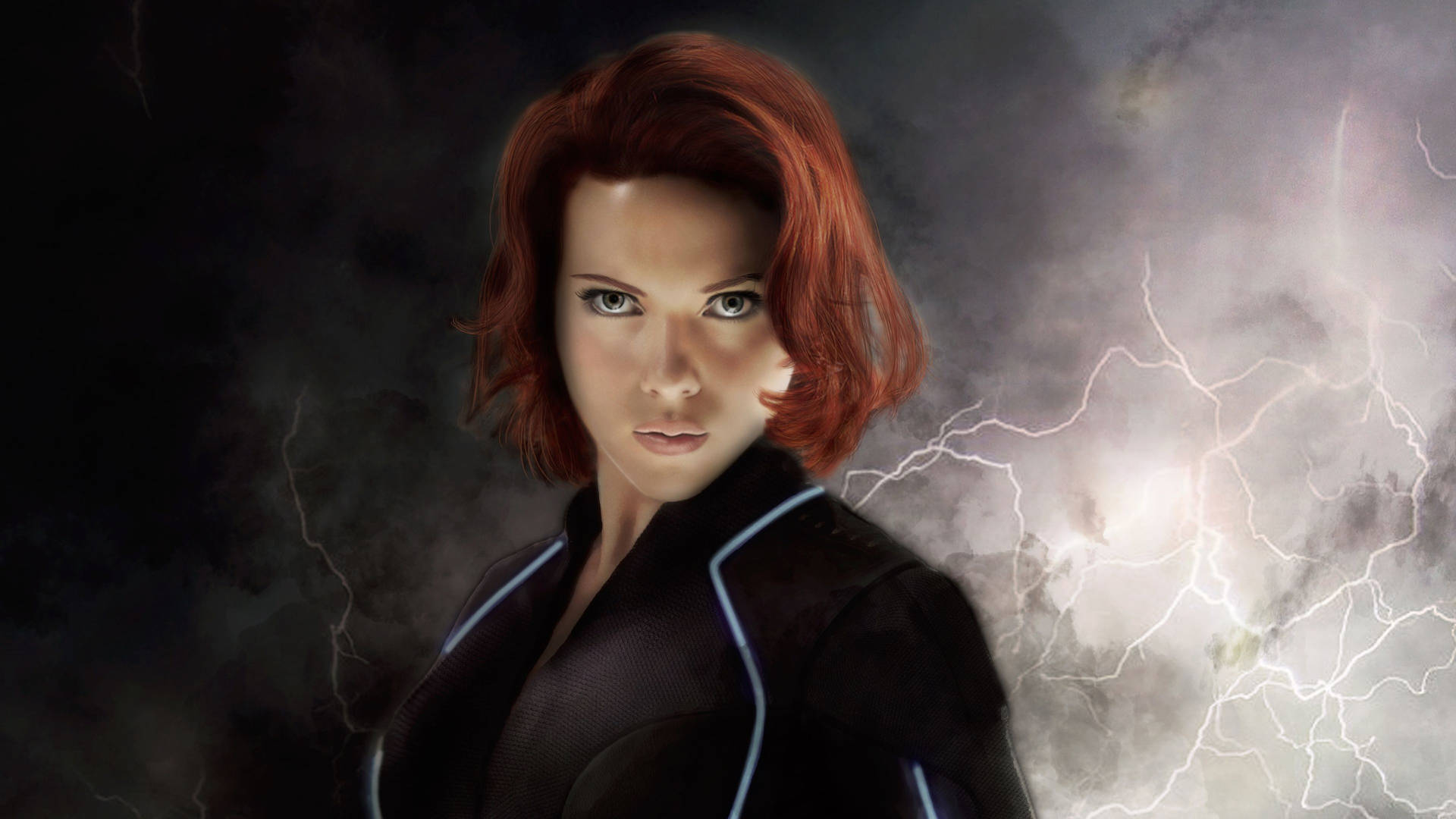 Black Widow With Lightning Effects 4k
