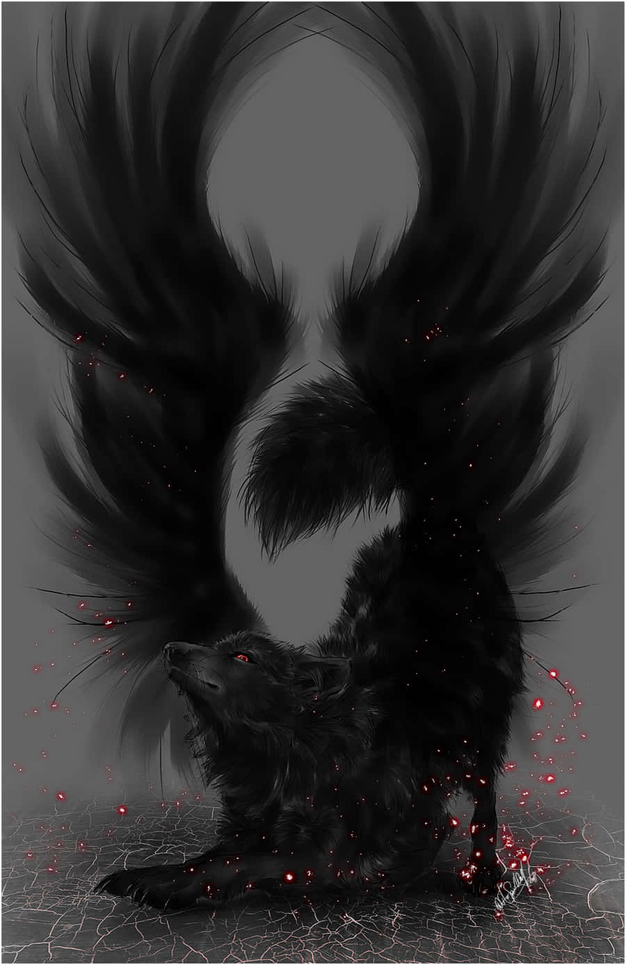 Black Winged Wolf Background