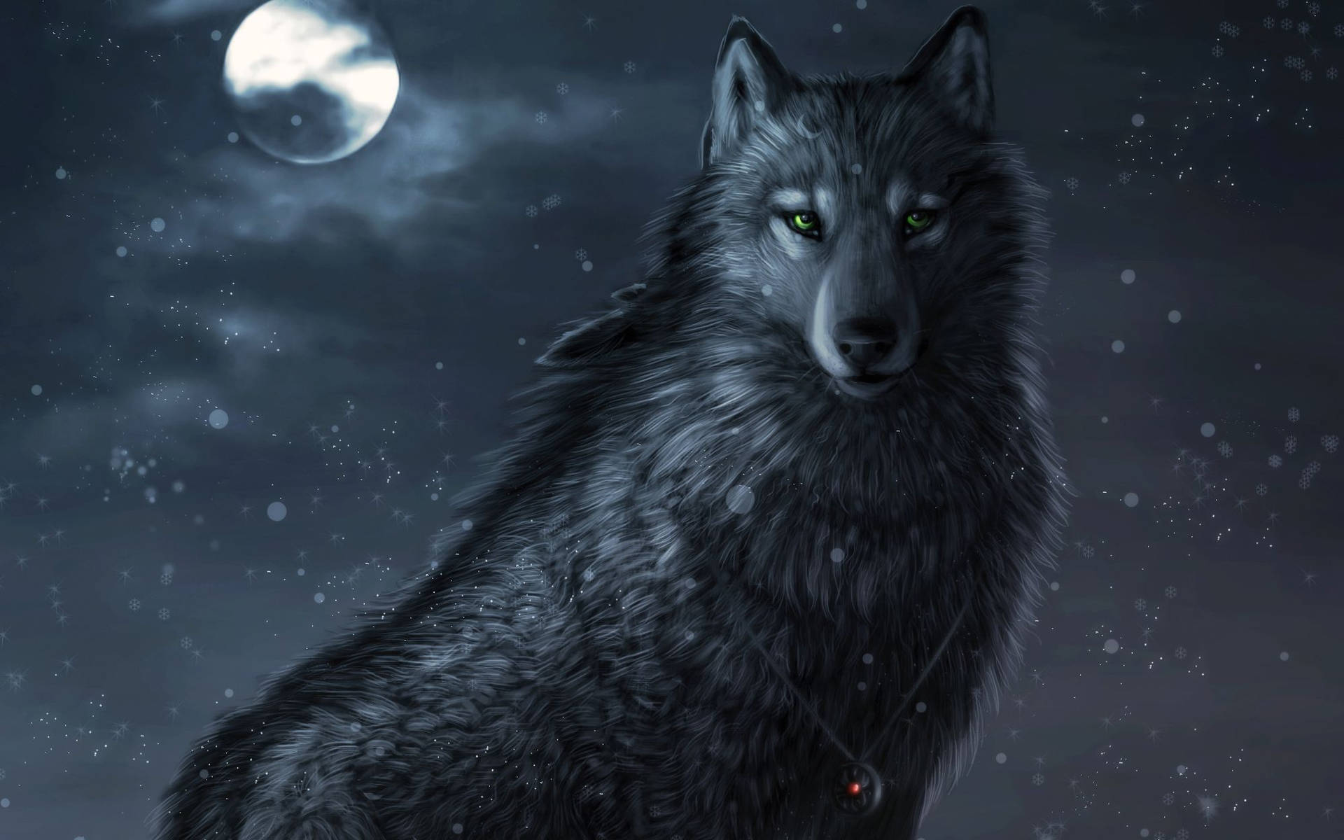 Black Wolf Of Full Moon Background