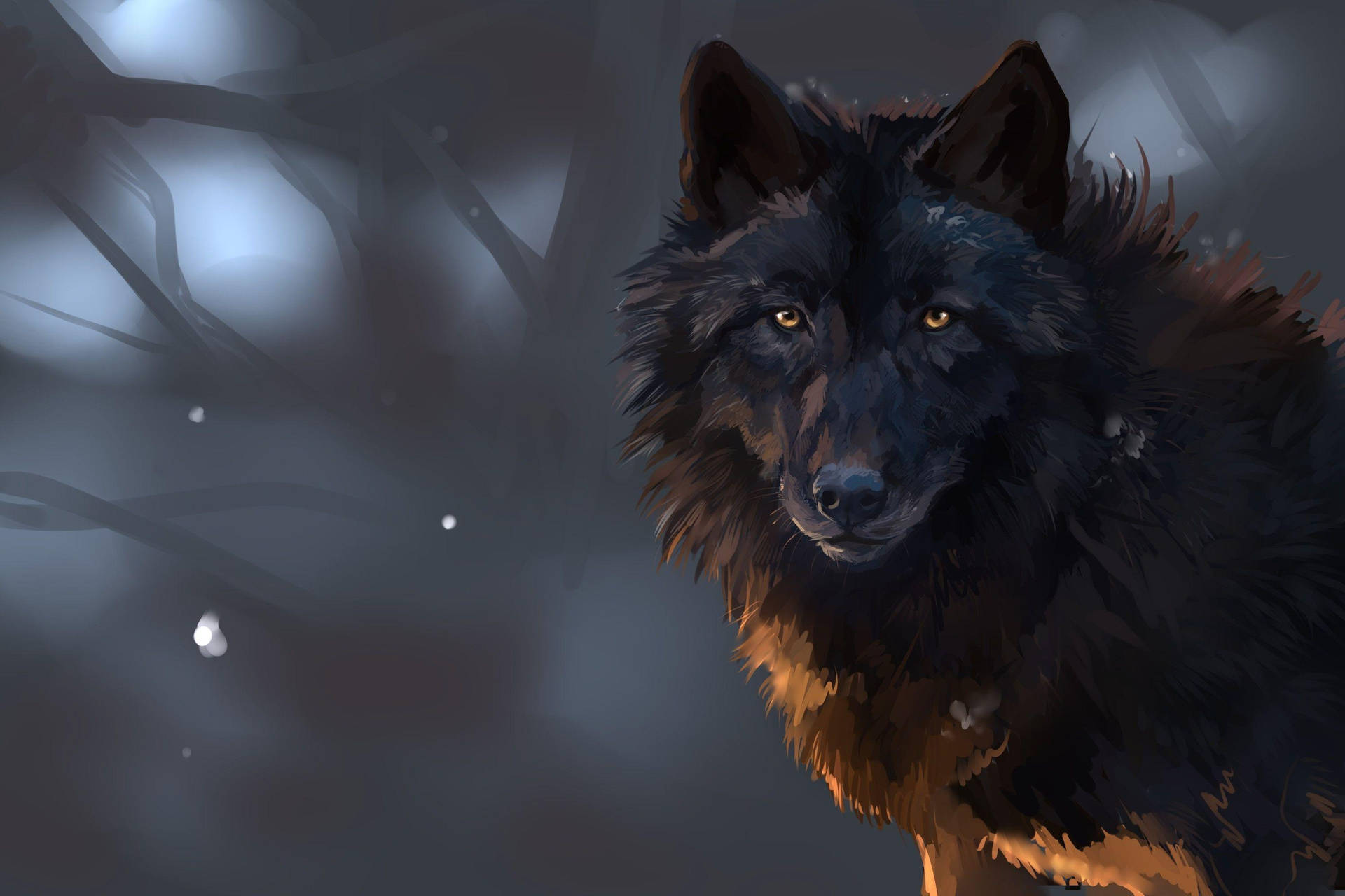 Black Wolf Raster Painting Background