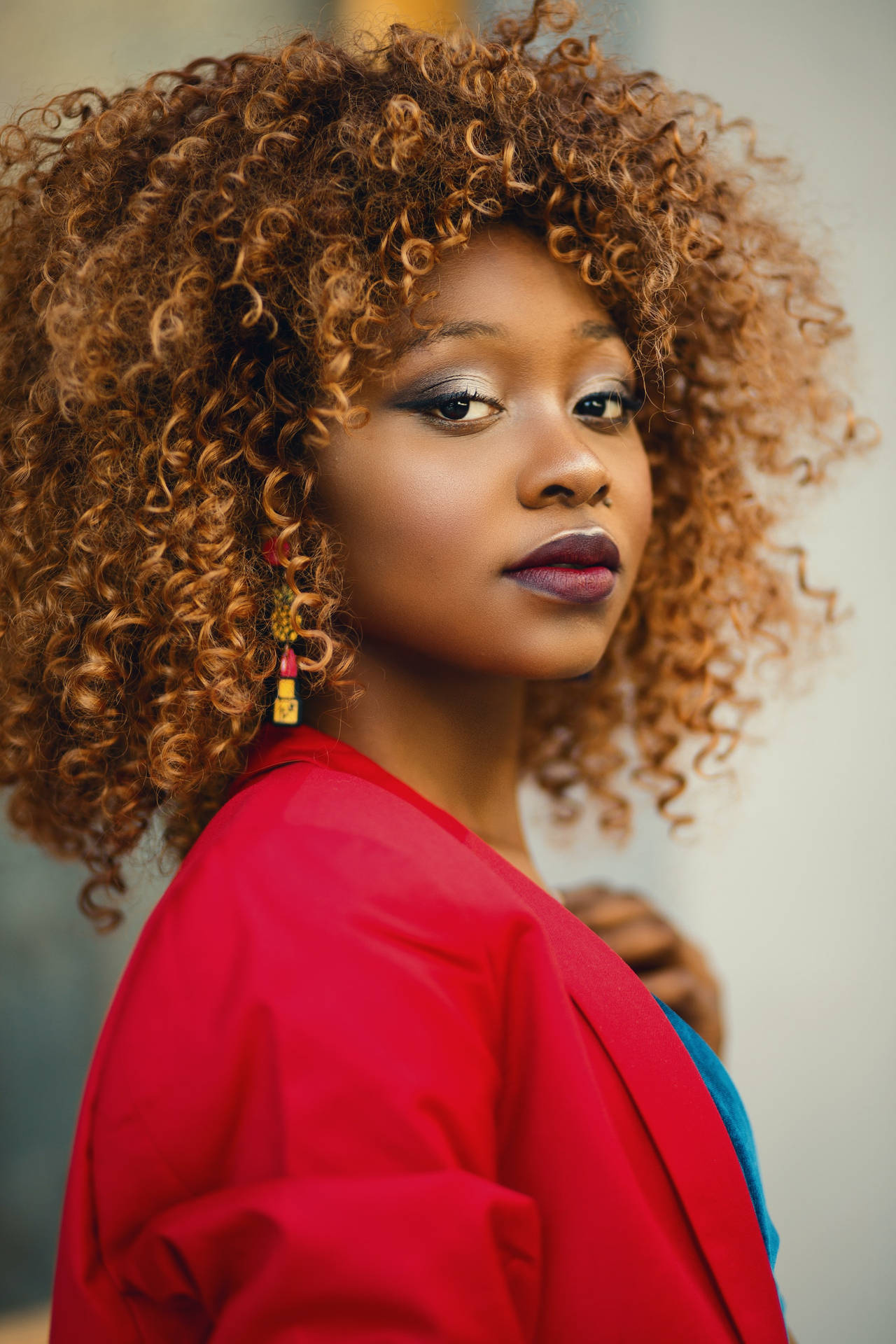 Black Woman Brown Afro Style Background